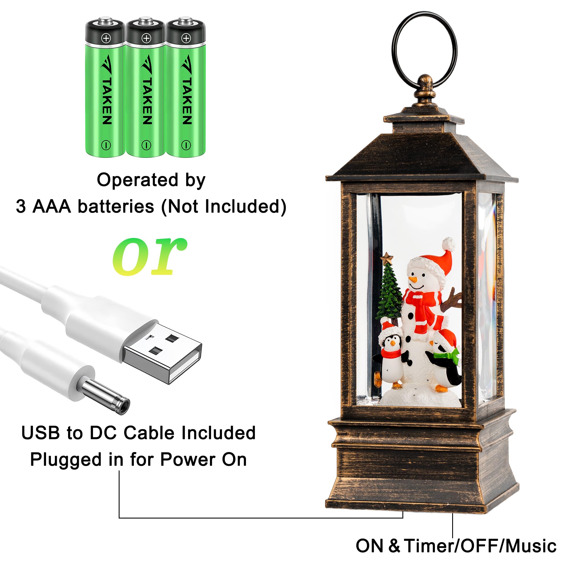 Fall Snow Globe Lantern with Autumn Turkey and Pumpkins Thanksgiving LED Decor for Home, Indoor Tabletop Centerpiece with Glitter Flakes, Harvest Light Decorations
