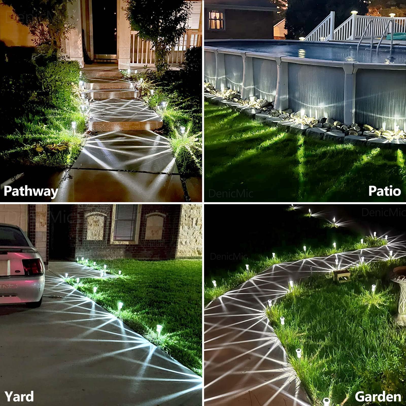 DenicMic Halloween Solar Lights Outdoor 10 Pack Purple LED Waterproof Yard Garden Patio Backyard Pathway Walkway Landscape Path Lawn Outside Halloween Decorations Outdoor