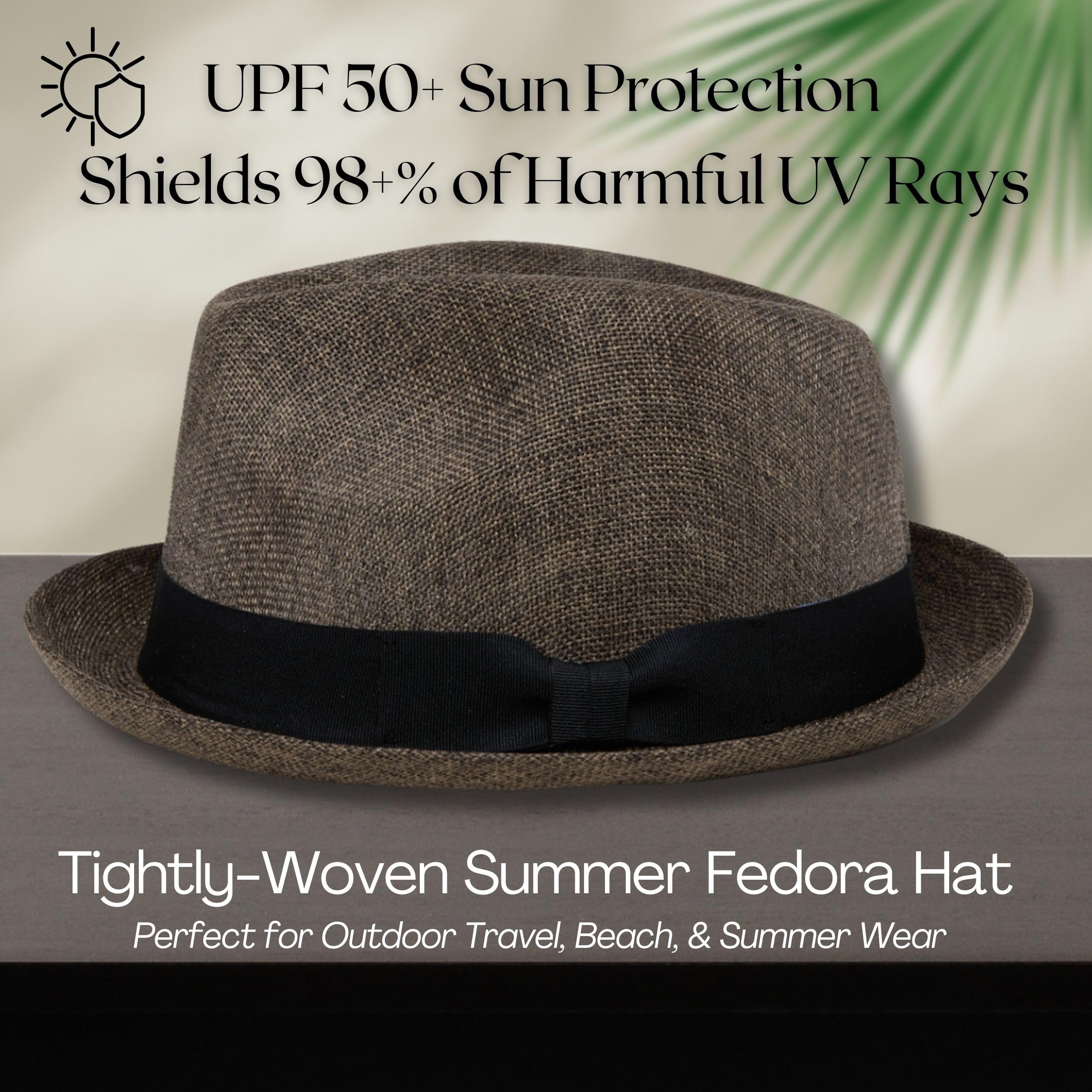 Funky Junque Premium Fedora Hat - Stylish Sun Protection for Men & Women - Perfect for Summer Beach, Travel & Outdoors