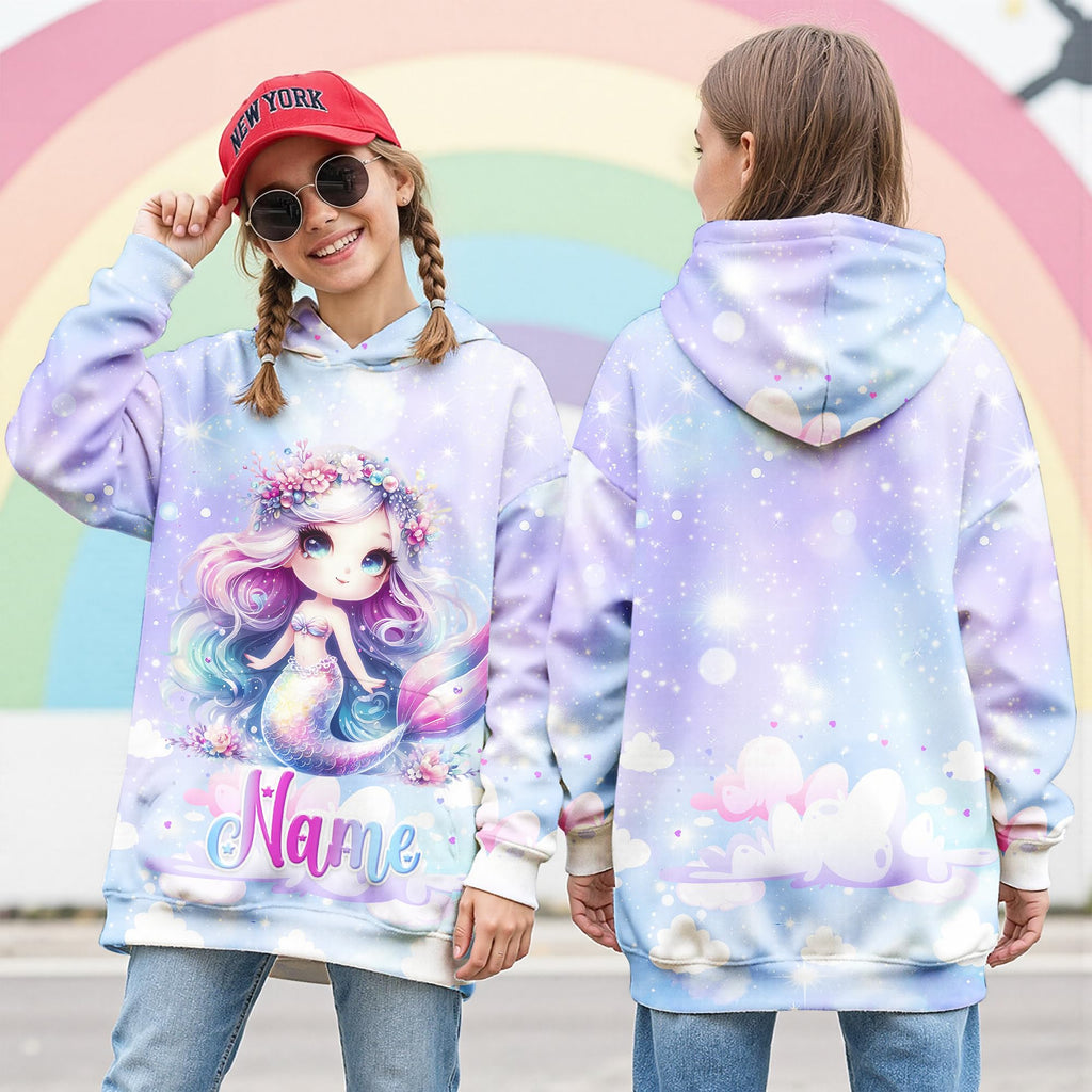 Hoodies for Girls Custom Sweatshirts with Name, Kids Pullover with Pocket, Comfy Graphic Hoodies for Daughter