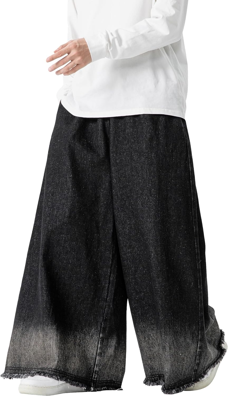 DOSLAVIDA Baggy Jeans for Men Wide Leg Hip Hop Jean Stylish Loose Fit Denim Pants Casual Streetwear Skateboard Pants