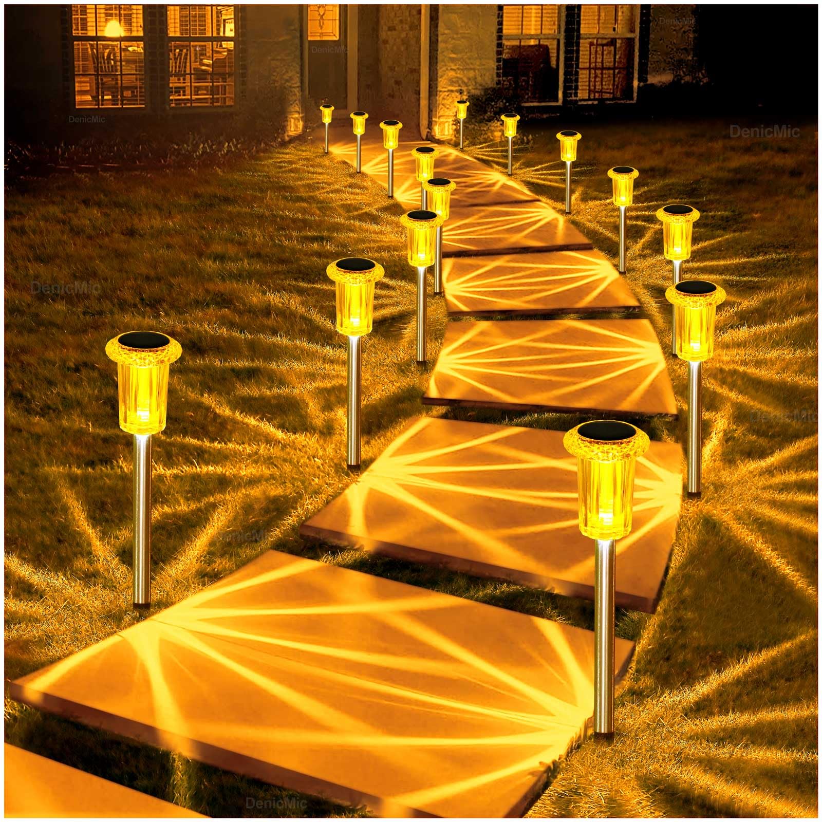 DenicMic Halloween Solar Lights Outdoor 10 Pack Purple LED Waterproof Yard Garden Patio Backyard Pathway Walkway Landscape Path Lawn Outside Halloween Decorations Outdoor