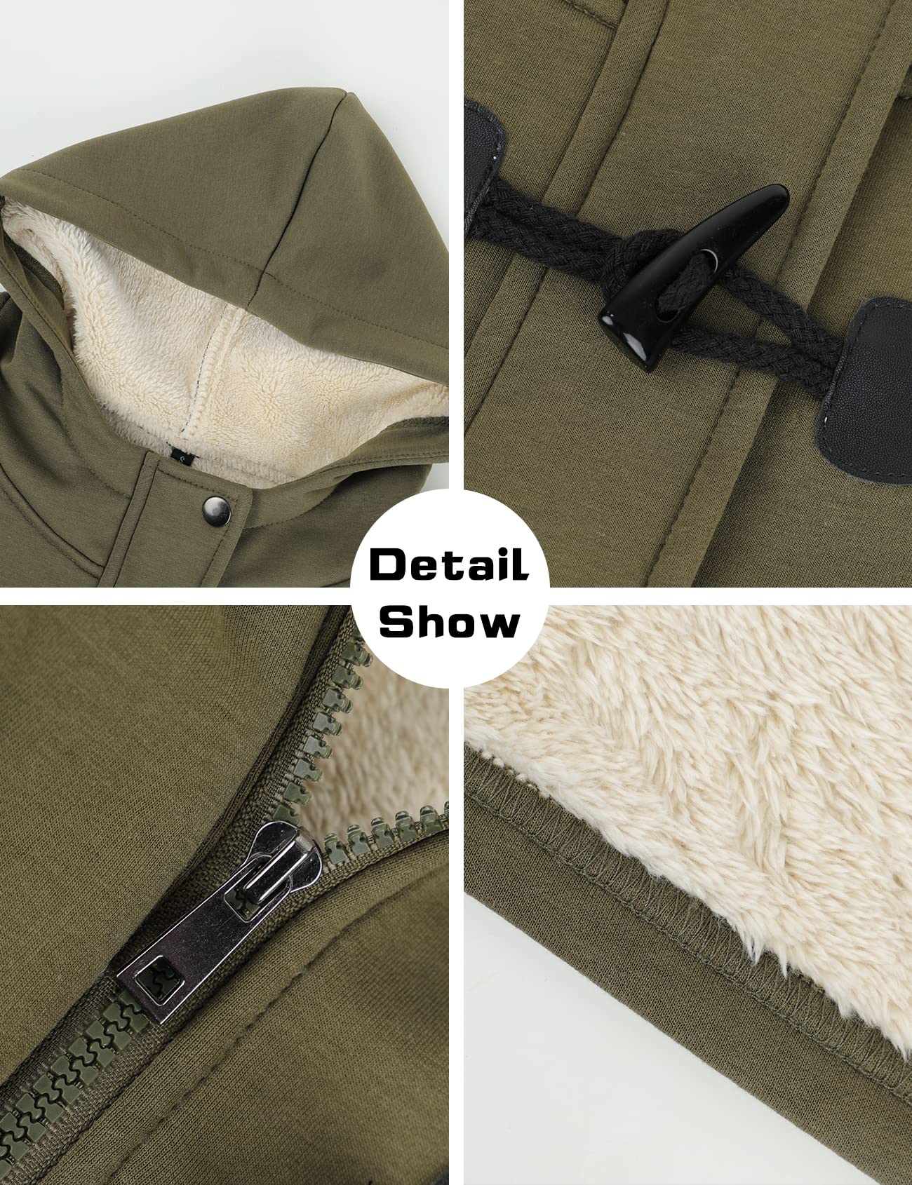 Gihuo Winter Jackets for Women Sherpa Lined Jacket Women Duffle Toggle Coat Hooded Fleece Jacket