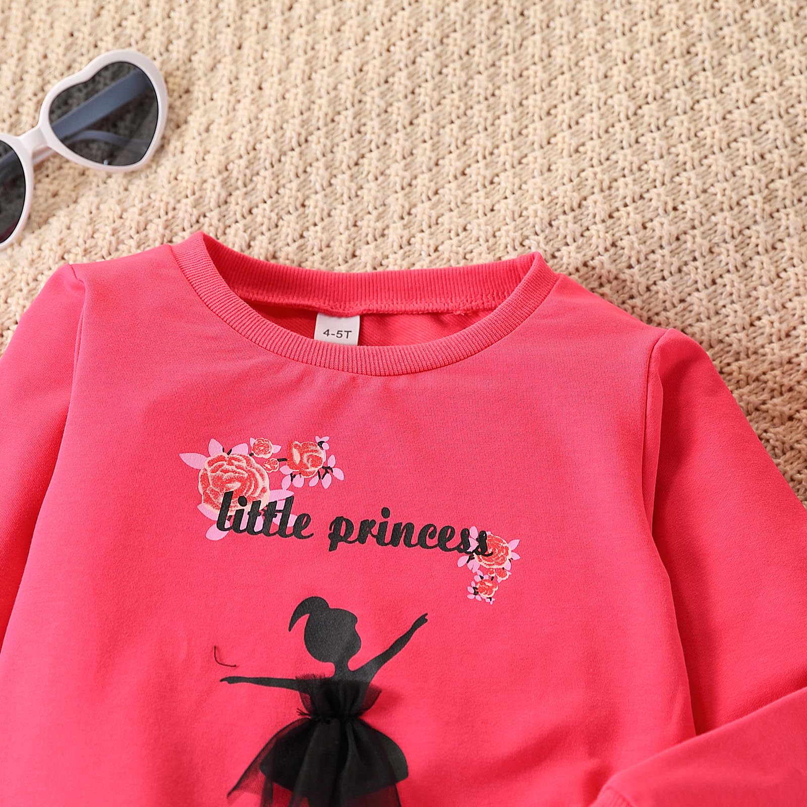 3-9 T Kids Toddler Girl Clothes Letter Print Sweatshirt Flared Pants 2Pc Outfits Set