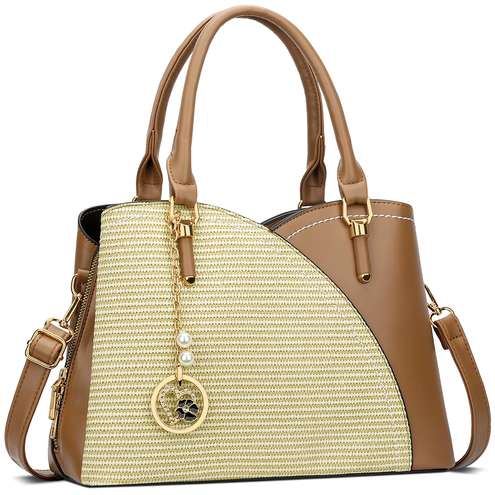 KKXIU Triple Compartments Purses and Handbags for Women Fashion Ladies Satchel Shoulder Top Handle Bag