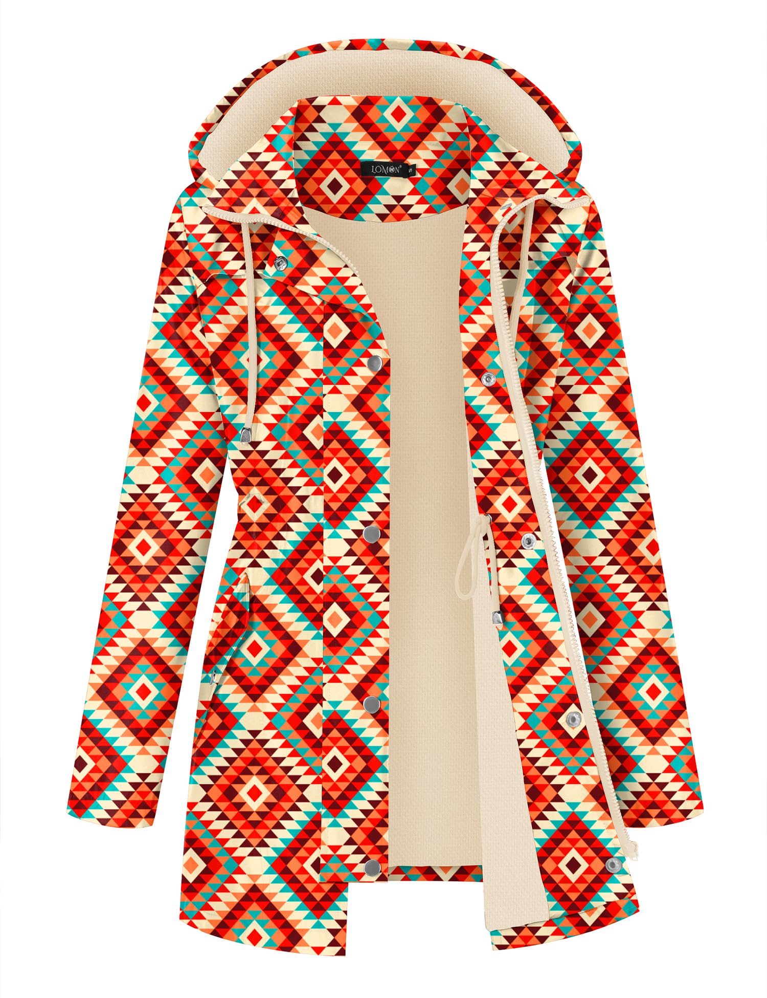 LOMON Women Waterproof Outdoor Hiking Raincoat Women Lined Rain Jacket Lightweight Hooded Jackets Trench Coats