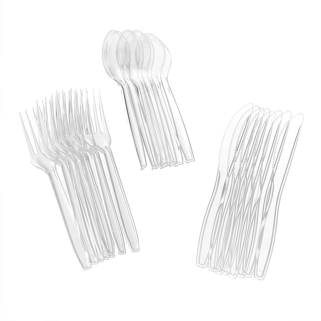 Glad Disposable Cutlery Set - Clear Heavy Duty Plastic Forks, Knives, and Spoons - 240 Piece Plasticware for Parties - Durable, Sturdy Recyclable Utensils - Great for July 4th, Thanksgiving, Christmas