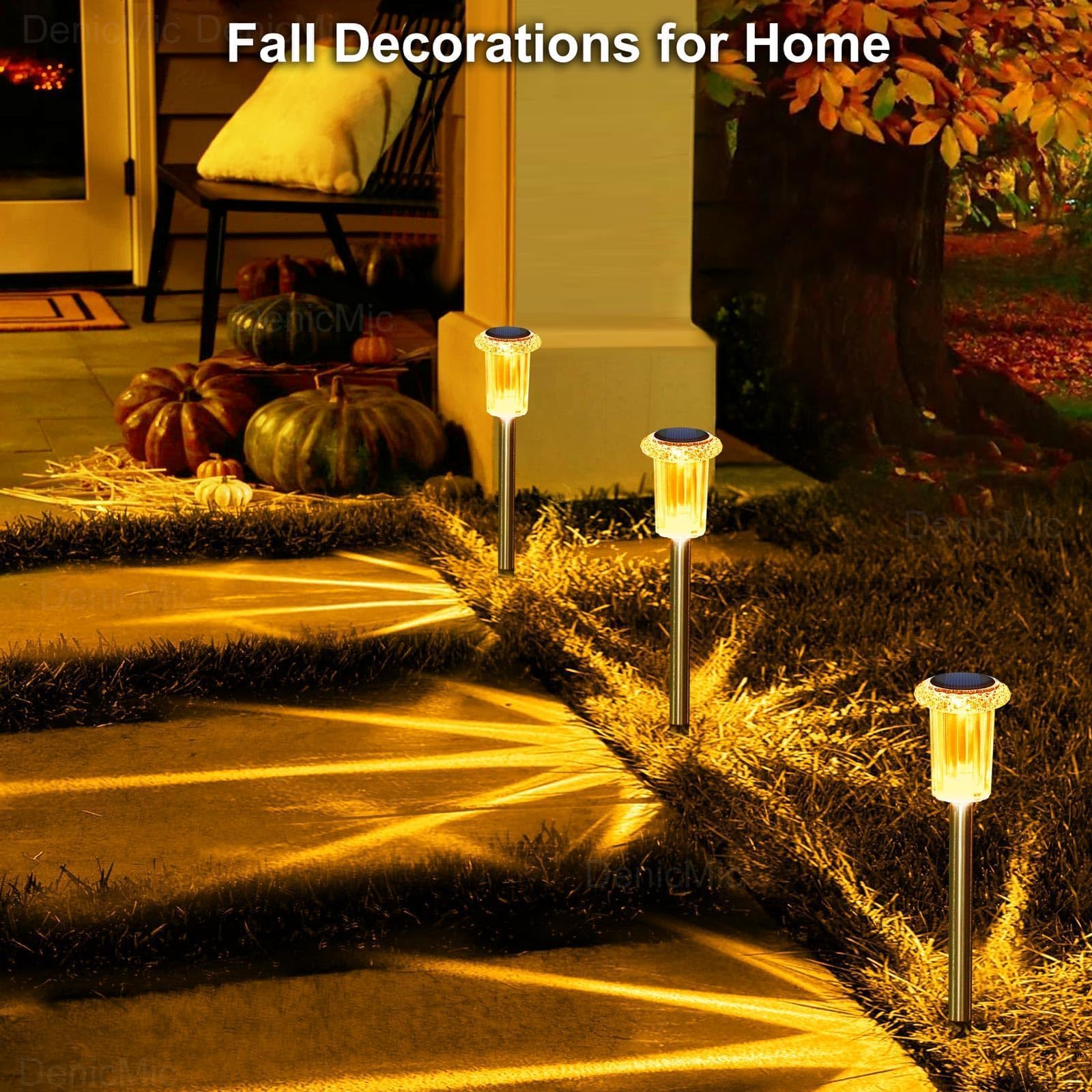 DenicMic Halloween Solar Lights Outdoor 10 Pack Purple LED Waterproof Yard Garden Patio Backyard Pathway Walkway Landscape Path Lawn Outside Halloween Decorations Outdoor