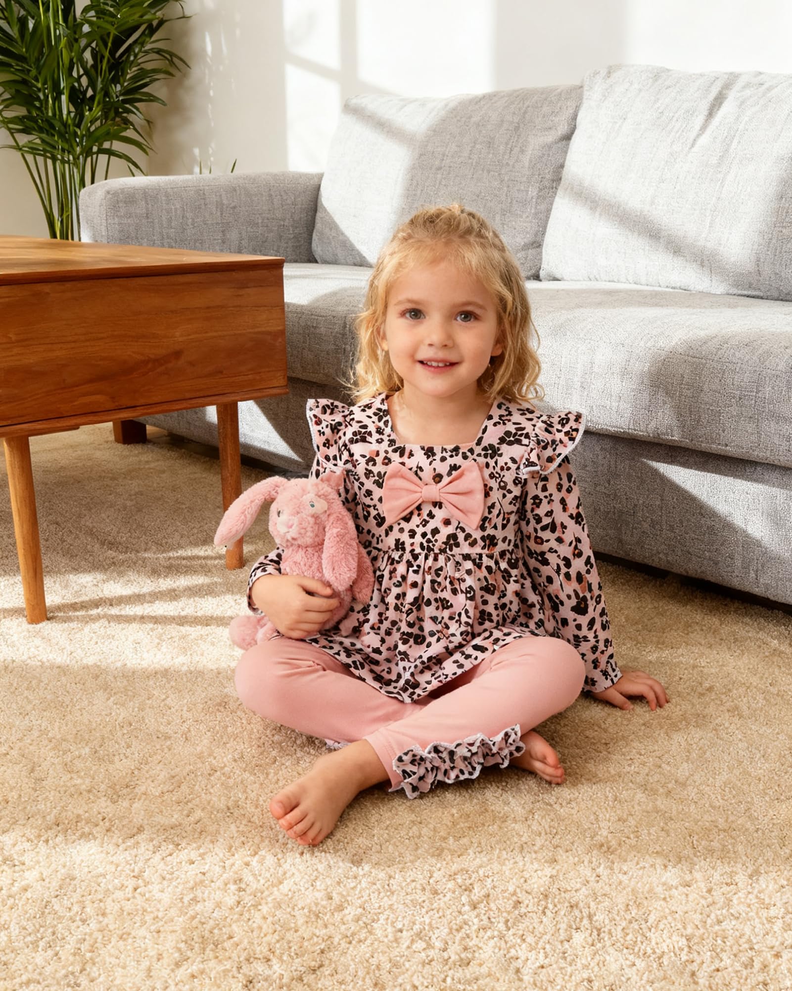 Toddler Girl Clothes 12M-6T Long Sleeves Ruffle Top+Ruffle Pants Toddler Girls Fall Winter Clothes