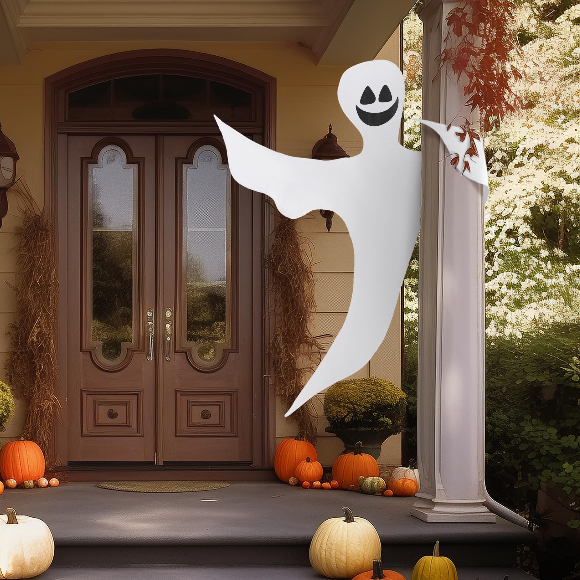 JOYIN 53” Halloween Bendable Tree Wrap Ghost Decoration for Halloween Outdoor, Lawn, Tree, Pillar Decorations, Ghost Party Supplies