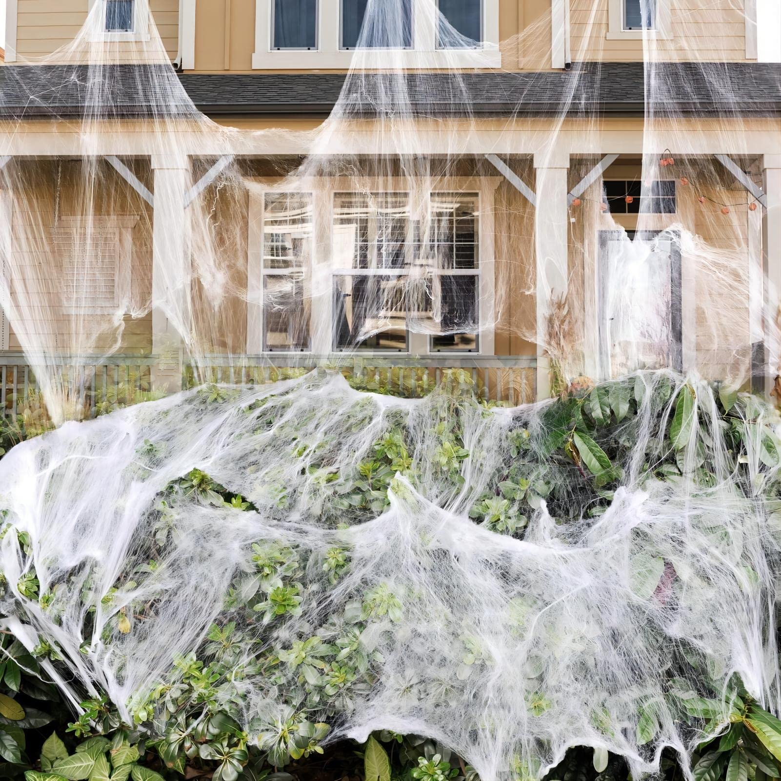 1400 sqft Halloween Spider Webs Decorations with 150 Extra Fake Spiders, Super Stretchy Cobwebs for Halloween Decor Indoor and Outdoor