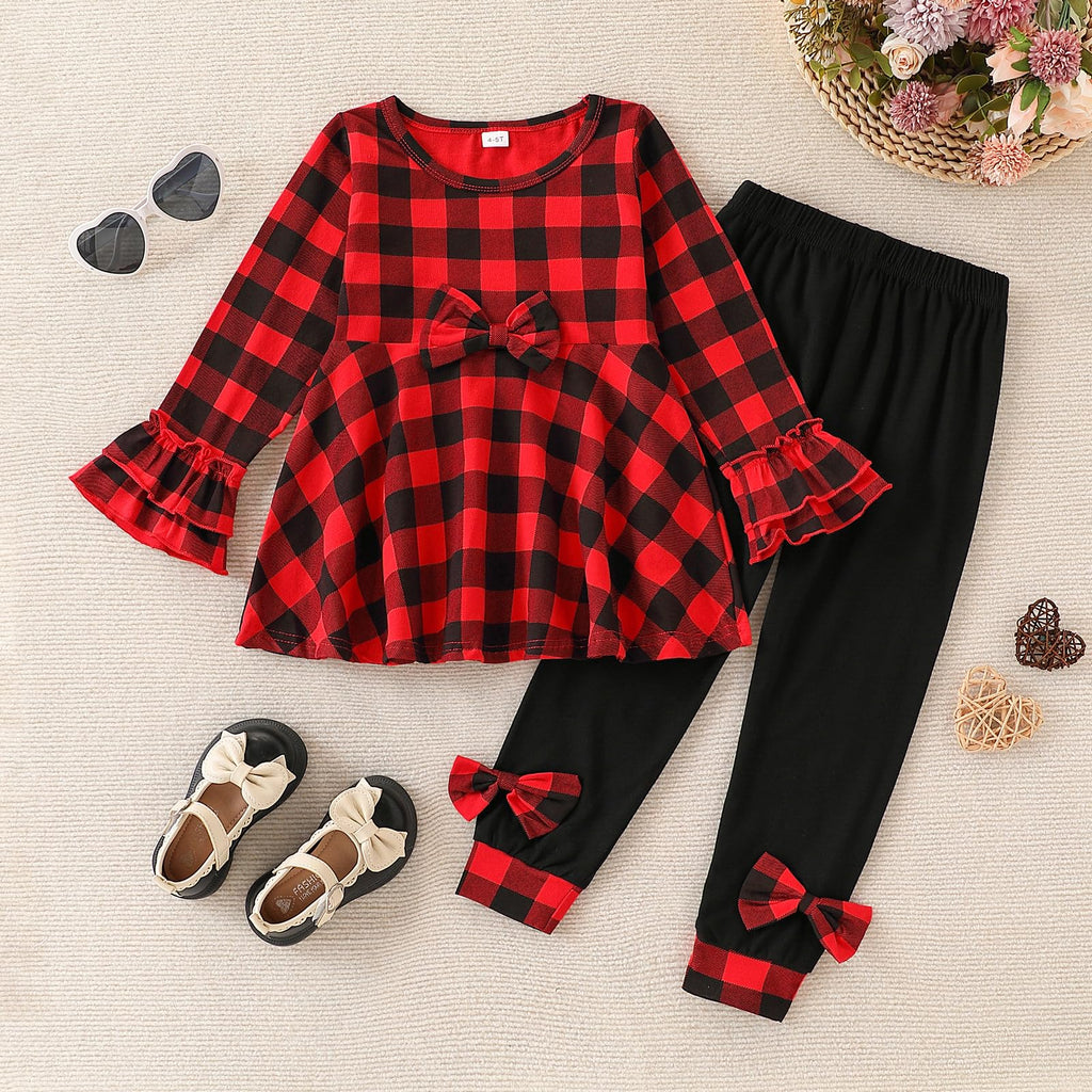 Toddler Girl Clothes Ruffle Long Sleeve Heart Print Tops and Pants 2PC Little Girl Winter Outfits Size (4-7T)