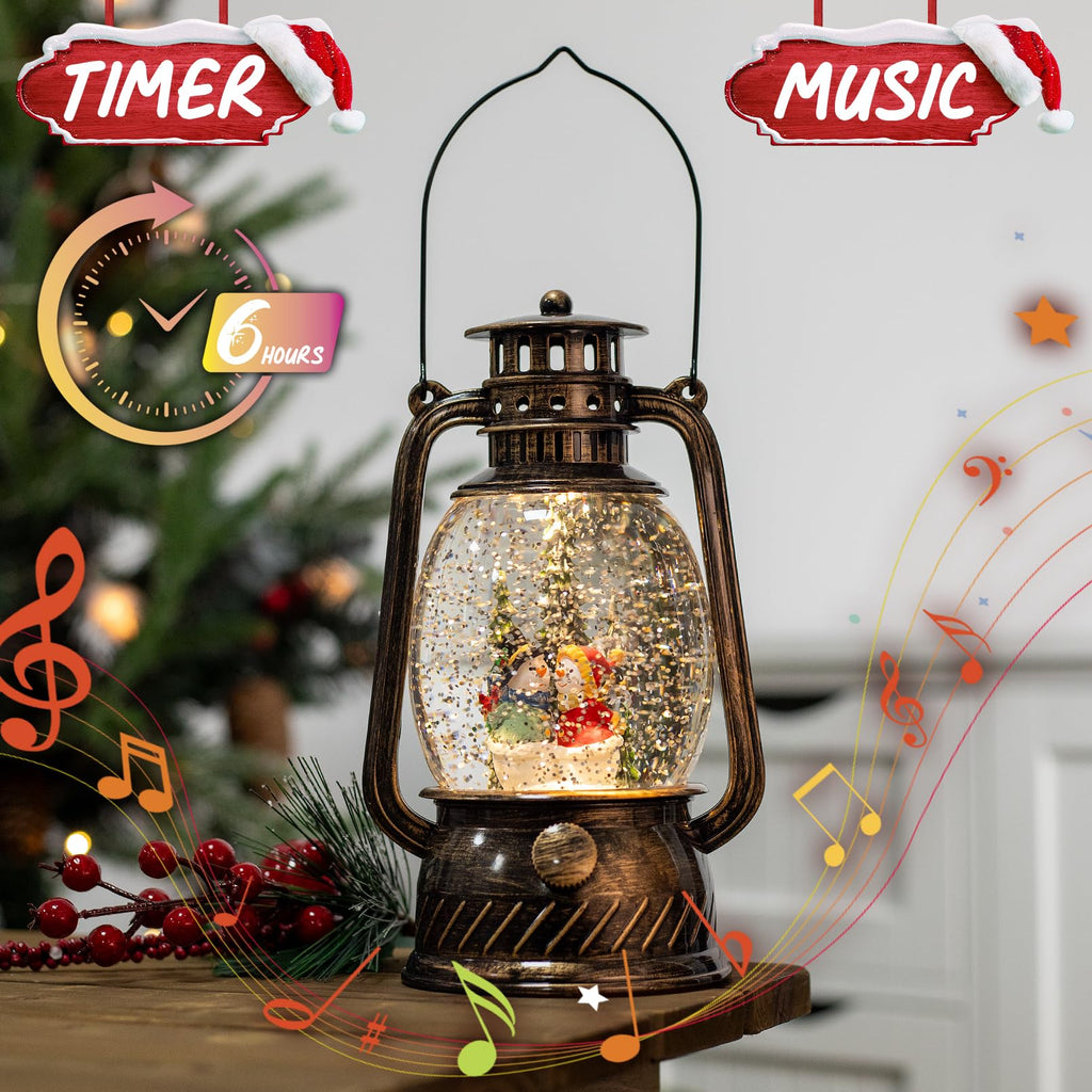 Fall Decor Snow Globe Thanksgiving Decoration Turkey Lantern Light-Up 6H Timer Halloween Pumpkin Glitter Autumn Scene Snow Globes Fall Decoration for Home