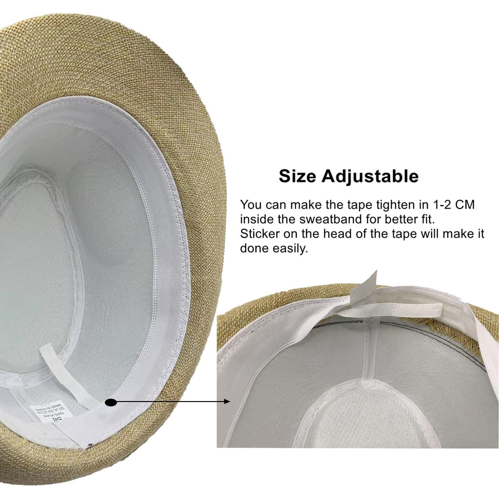 5 Pack Bulk Cuban Fedora Sun Hats Men with Adjustable Strap, Short Brim 1920s Unisex Party Costume Hats Women.