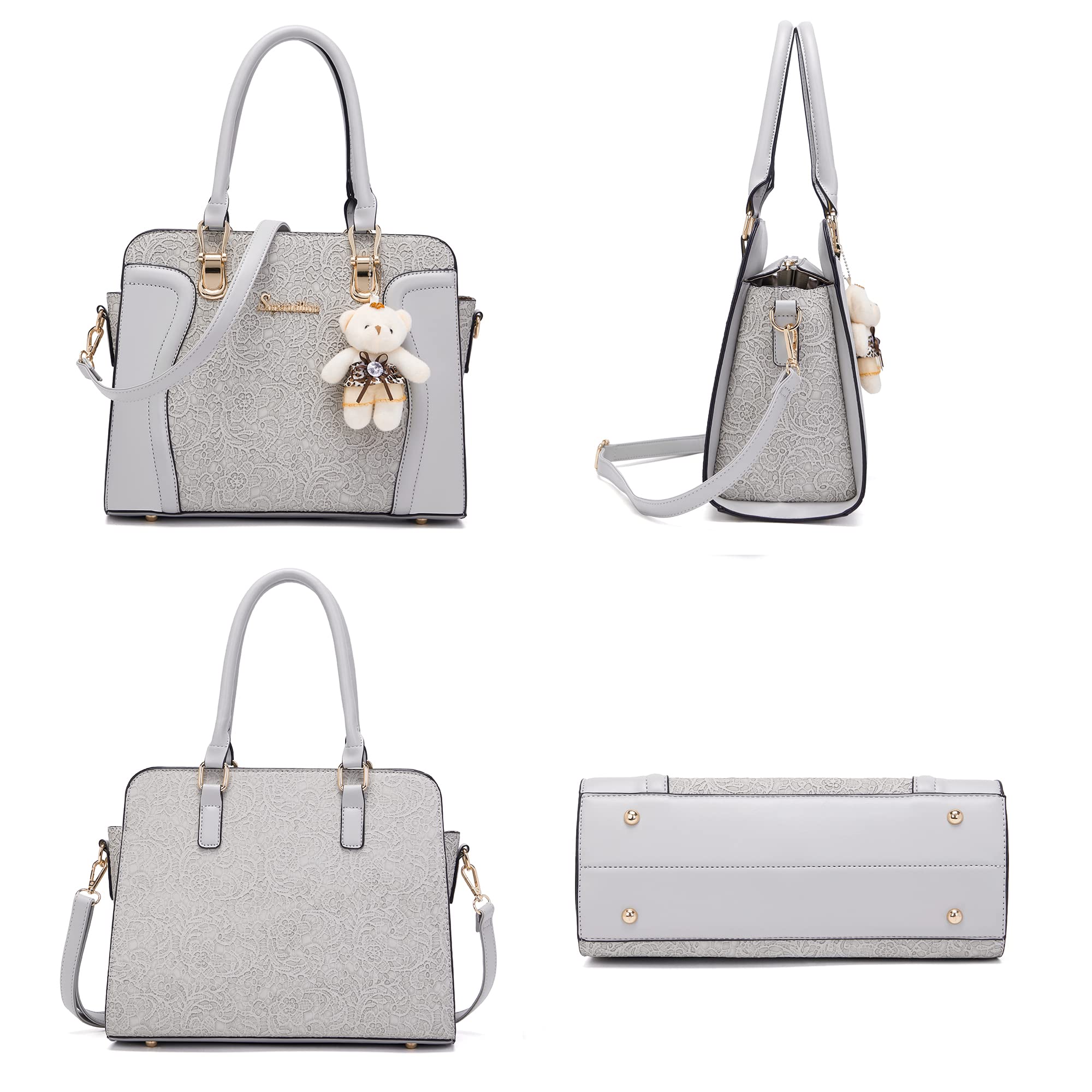 Women's Fashion Handbags Tote Bags Shoulder Bag Top Handle Satchel Purse Set 4pcs