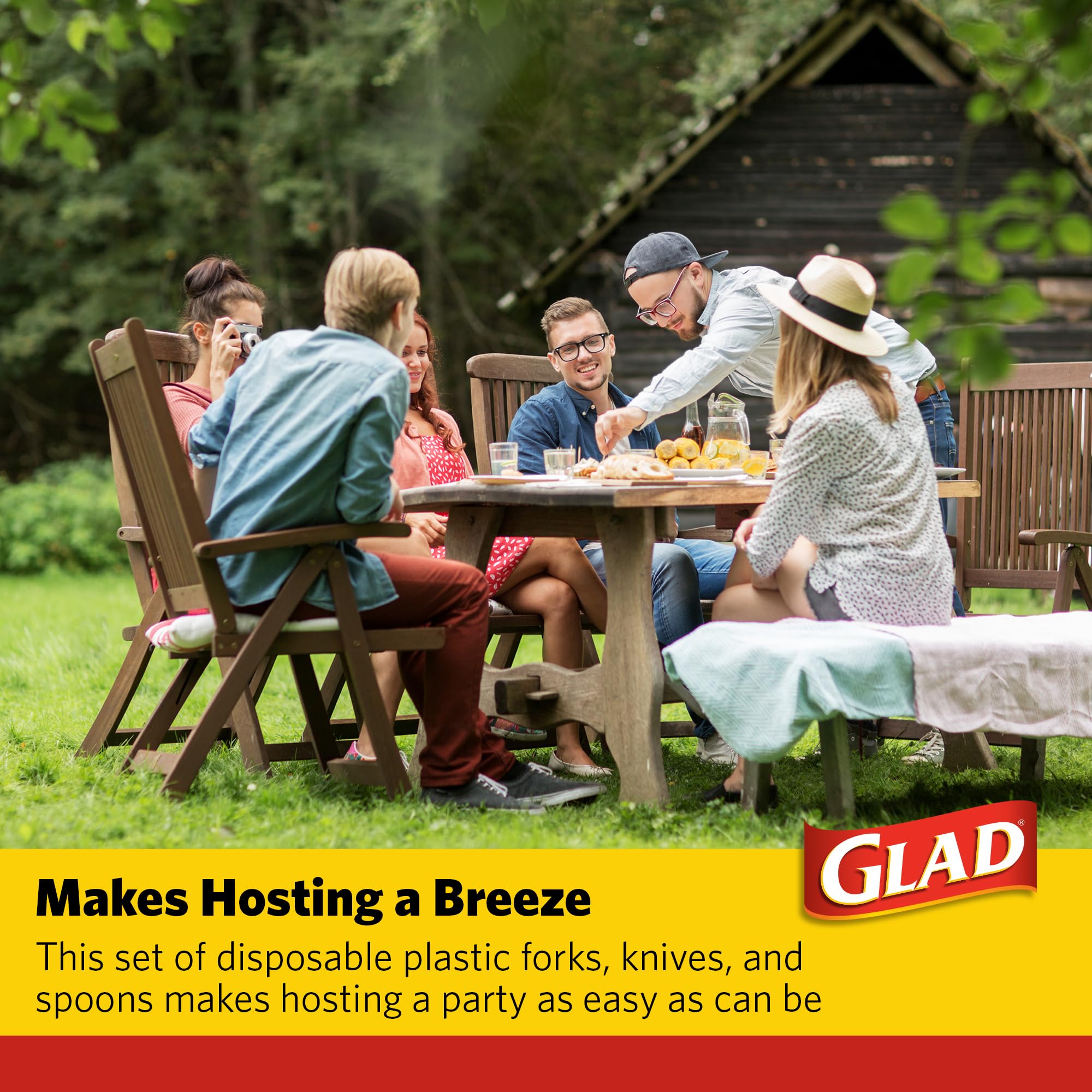 Glad Disposable Cutlery Set - Clear Heavy Duty Plastic Forks, Knives, and Spoons - 240 Piece Plasticware for Parties - Durable, Sturdy Recyclable Utensils - Great for July 4th, Thanksgiving, Christmas