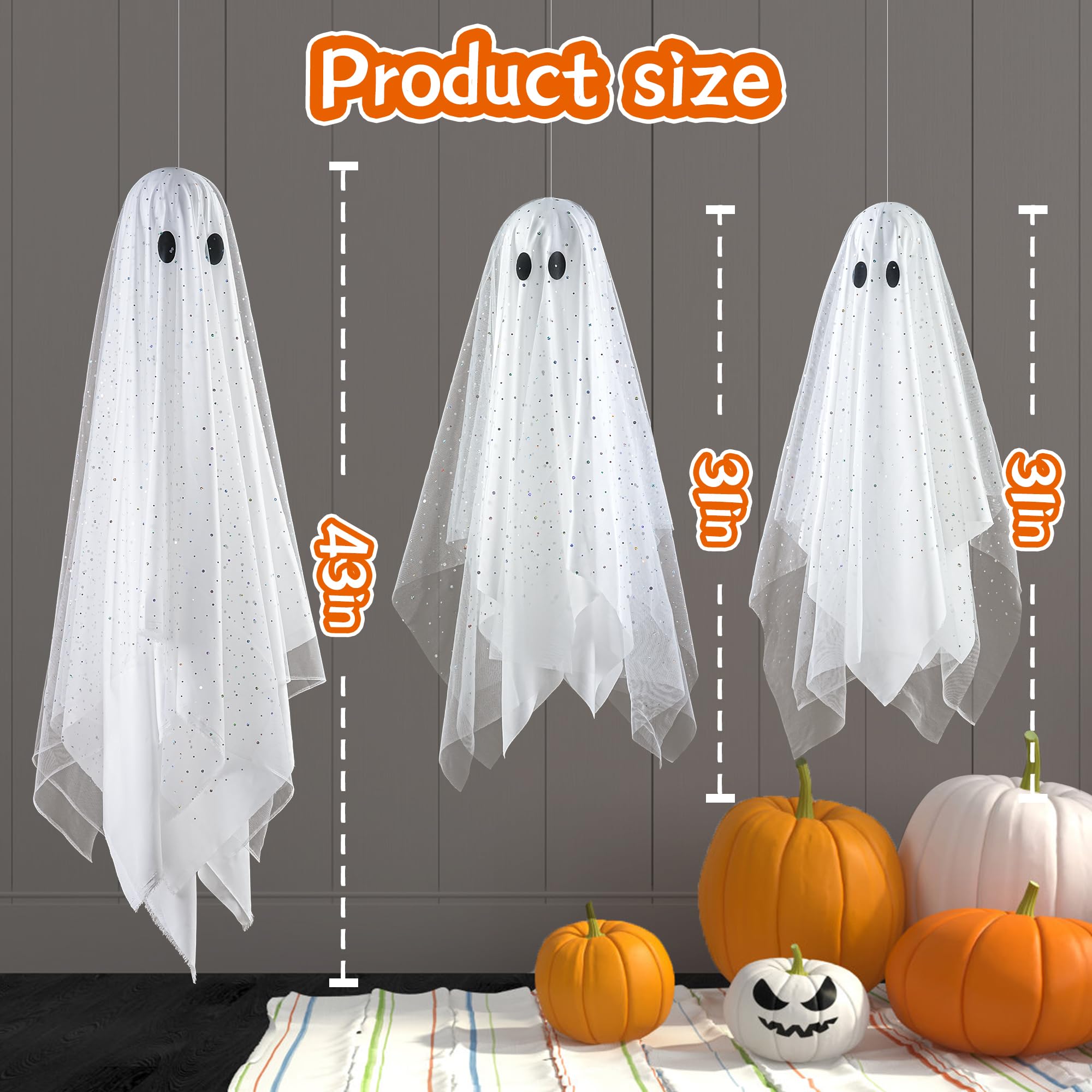 2Packs Halloween Decorations Outdoor,Halloweens Party Decoration Indoor,Spooky Ghost with Remote Control String Lights,Halloween-Ghost Lights for Porches Yards Gardens Lawn