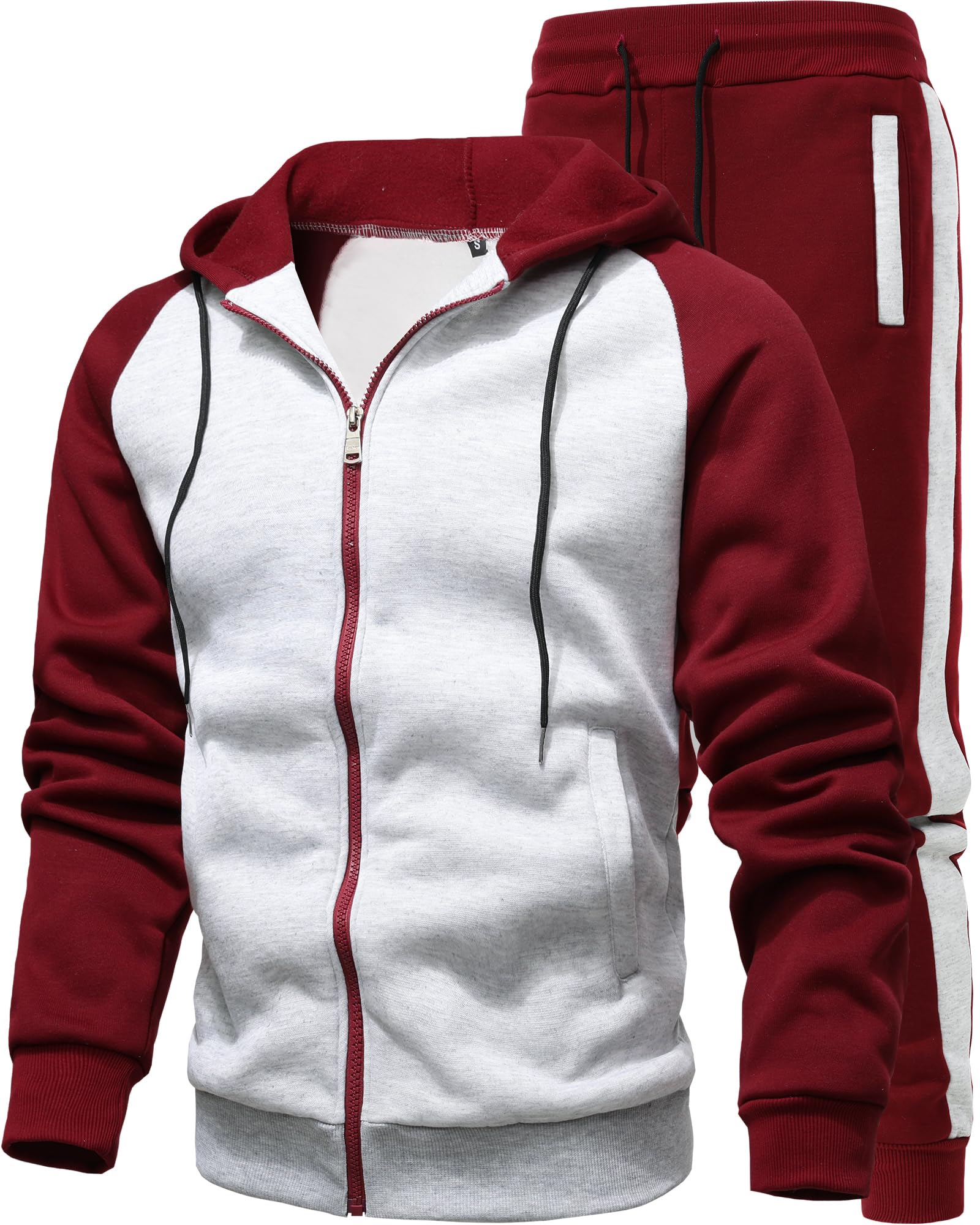 GXAMOY Men's 2 Pieces Tracksuits Running Sports Suits Drawstring Waistband Sweatsuit