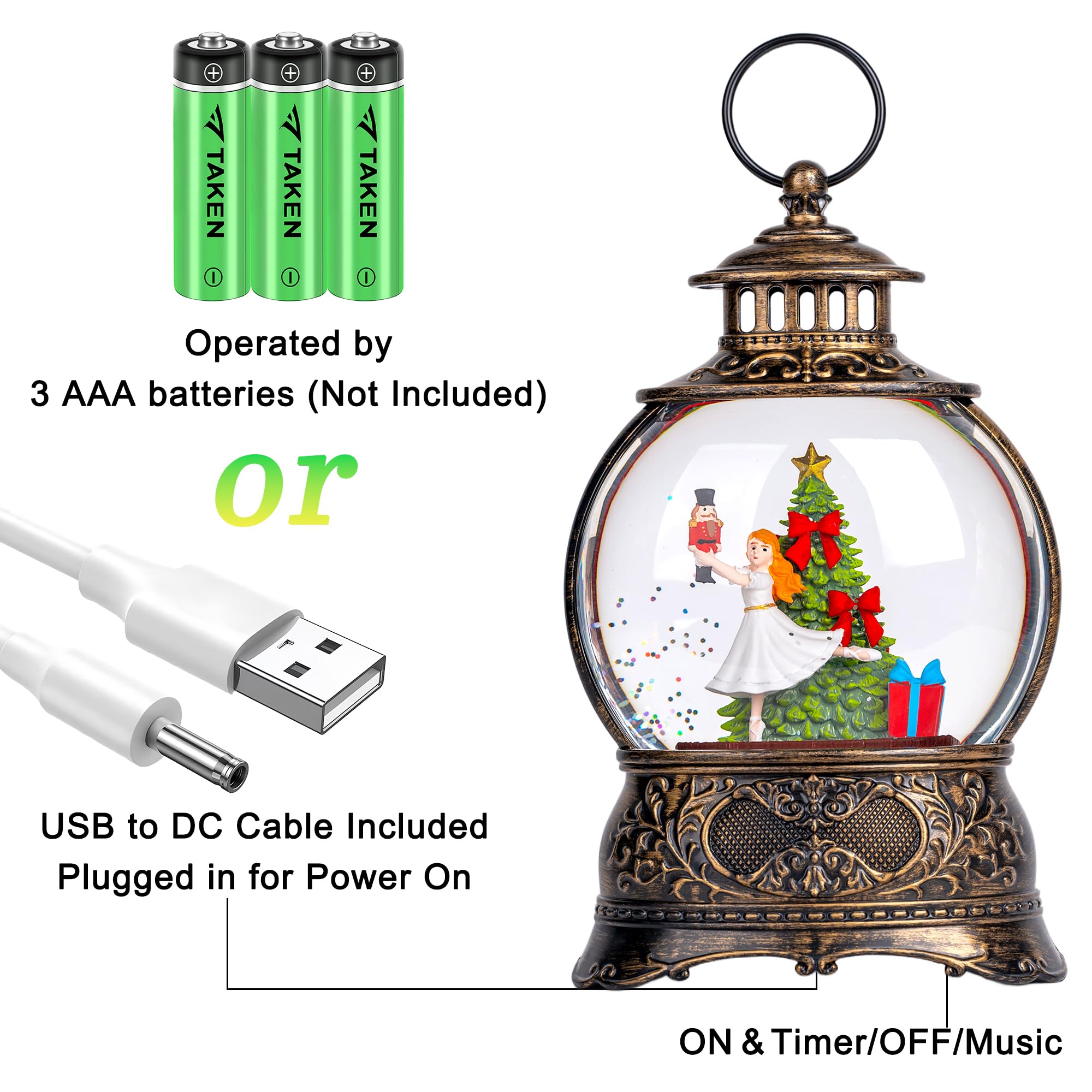 Fall Snow Globe Lantern with Autumn Turkey and Pumpkins Thanksgiving LED Decor for Home, Indoor Tabletop Centerpiece with Glitter Flakes, Harvest Light Decorations
