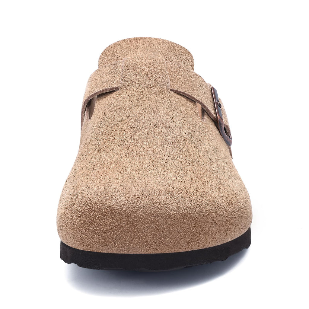 Litfun Women's Genuine Suede Clogs Soft Footbed Leather Potato Shoes Comfort Slip On Clogs with Arch Support