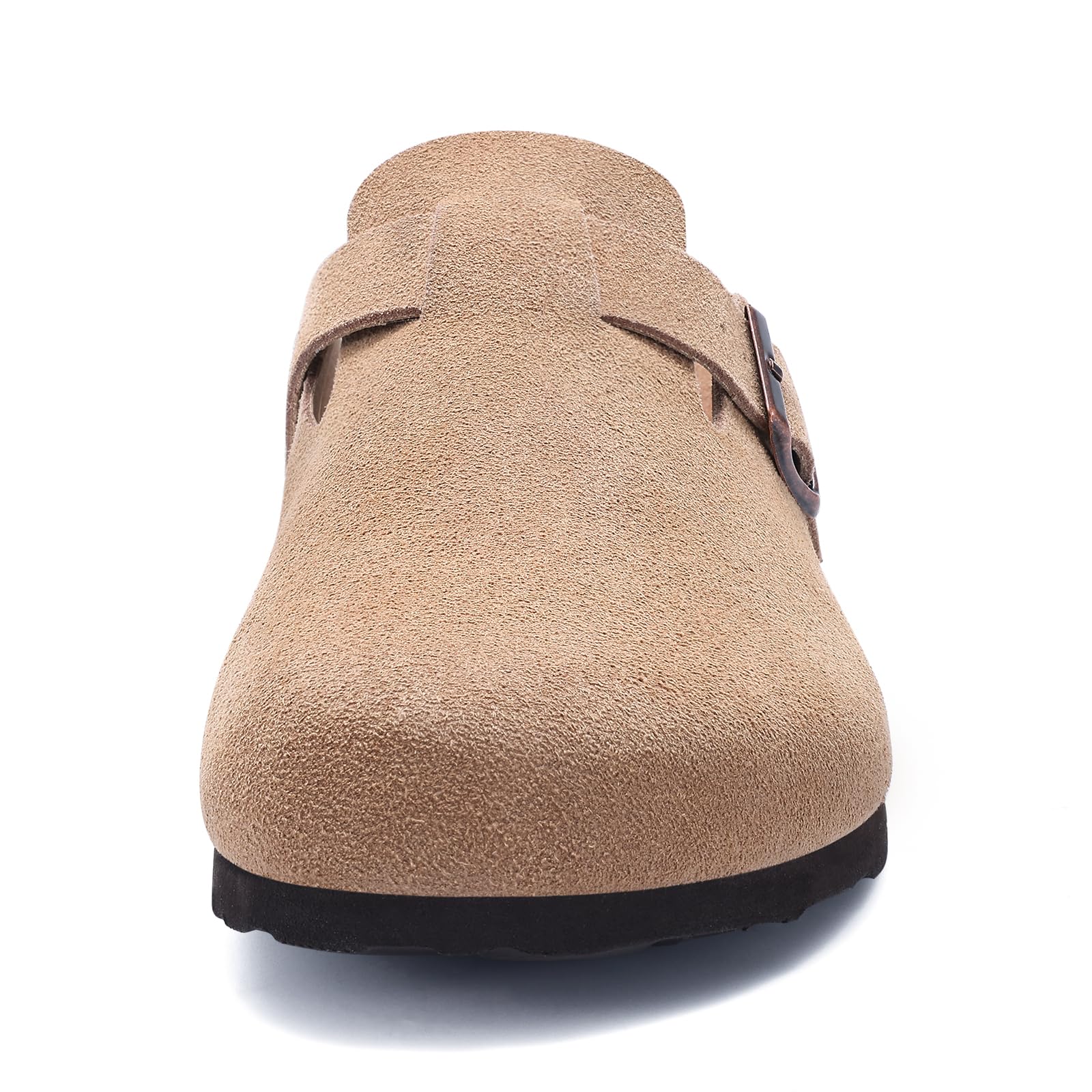 Litfun Women's Genuine Suede Clogs Soft Footbed Leather Potato Shoes Comfort Slip On Clogs with Arch Support