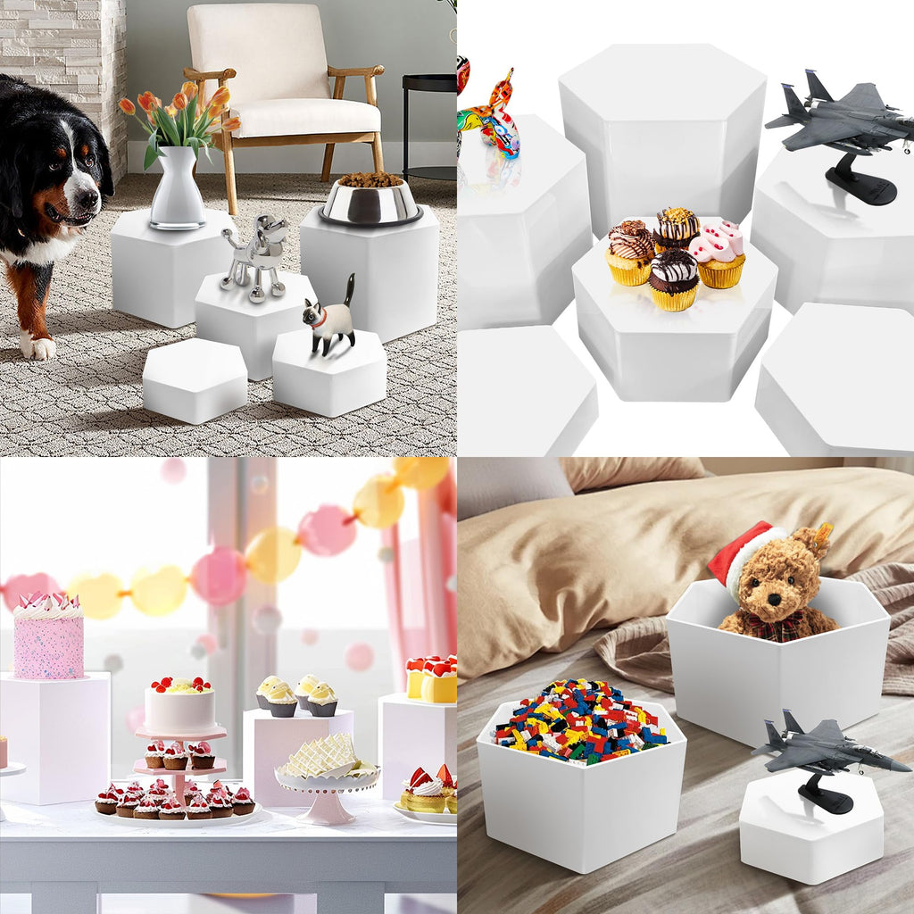 6Pcs Buffet Risers, Food Risers for Buffet Table, Acrylic Cube Display Risers with Hollow Bottom, Food Display Stand for Party Jewelry Dessert Figures (Size 5.5",6",6.5",7",7.5",8")