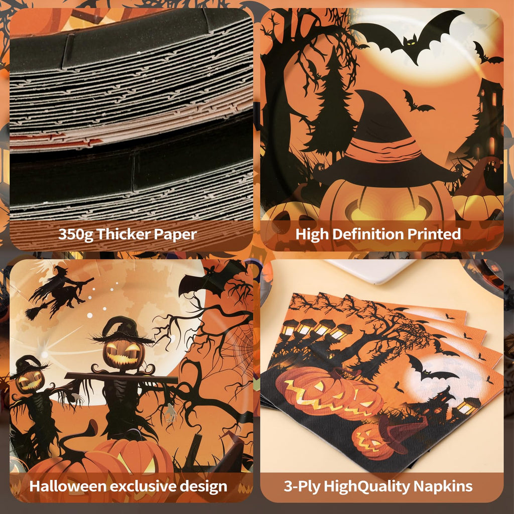 60 Pcs Thanksgiving Plates and Napkins, Happy Thanksgiving Party Supplies Tableware, Disposable Fall Paper Plates, Watercolor Pumpkin Maple plates for Autumn Harvest Festival Party, Serve 20