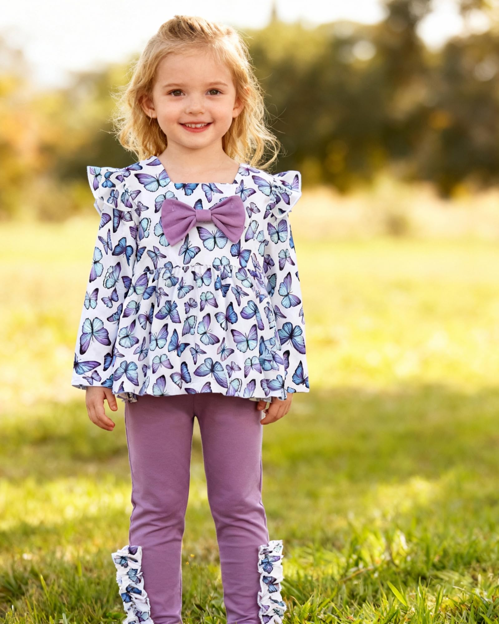 Toddler Girl Clothes 12M-6T Long Sleeves Ruffle Top+Ruffle Pants Toddler Girls Fall Winter Clothes