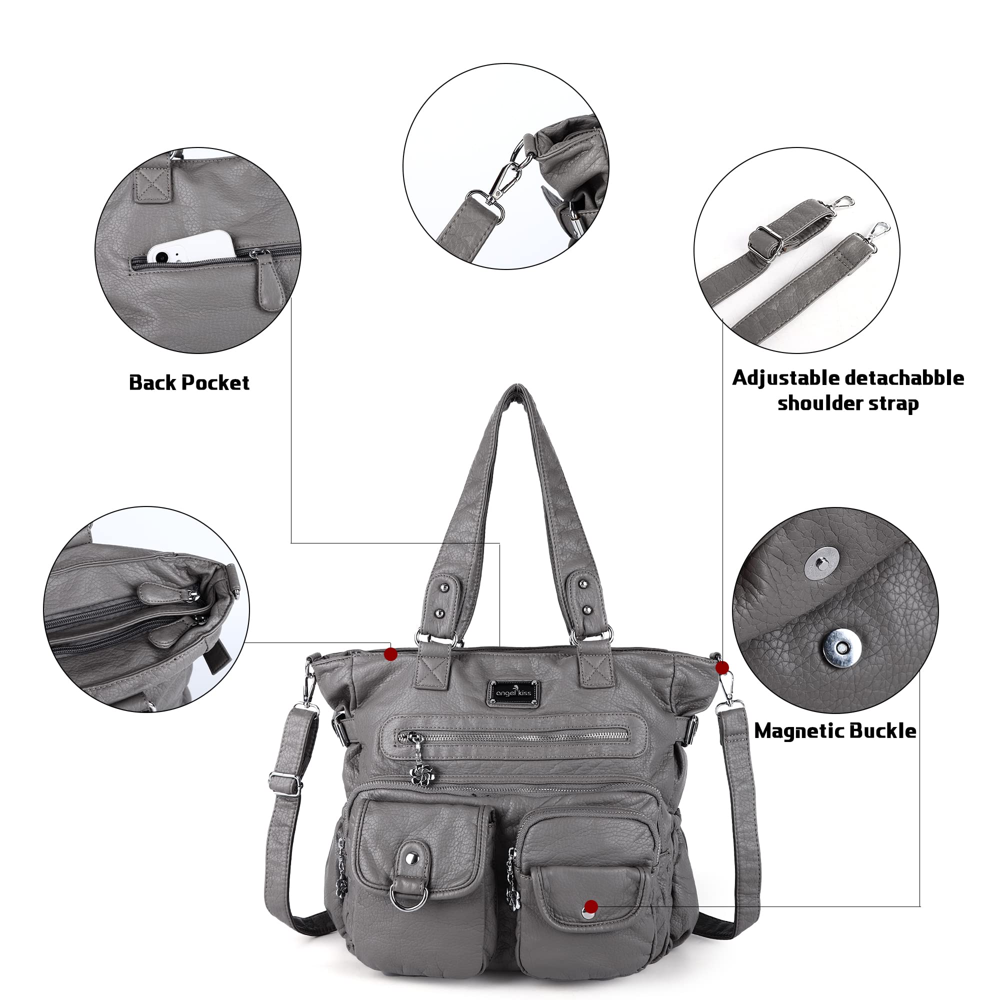 Angelkiss Purses and Handbag for Women Soft Leather Hobo Bags Satchel Shoulder Bags Ladies Tote Crossbody Bag