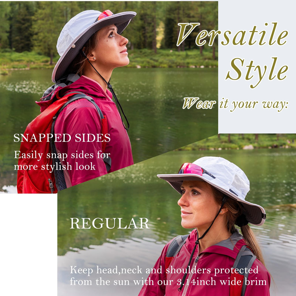 TOP-EX L/XL/XXL UV50+ Waterproof Wide Brim Bucket Sun Hat for Summer Fishing Hiking w/Detachable Strap & Vented Mesh