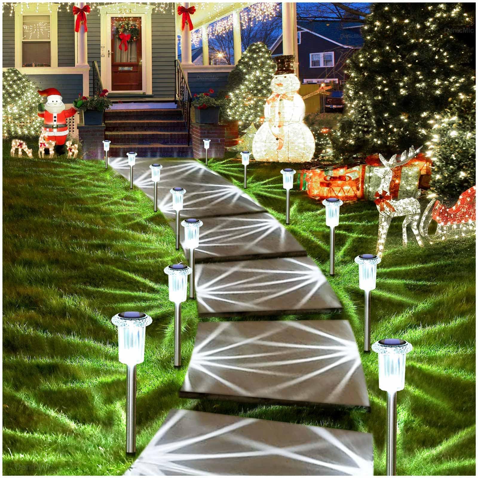 DenicMic Halloween Solar Lights Outdoor 10 Pack Purple LED Waterproof Yard Garden Patio Backyard Pathway Walkway Landscape Path Lawn Outside Halloween Decorations Outdoor