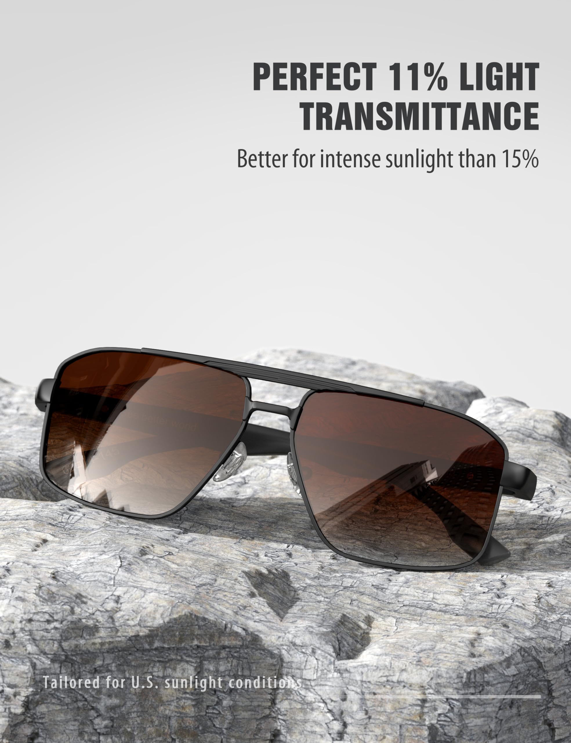 LUENX Aviator Sunglasses for Men Square Polarized Polygon Lens - UV 400 Protection