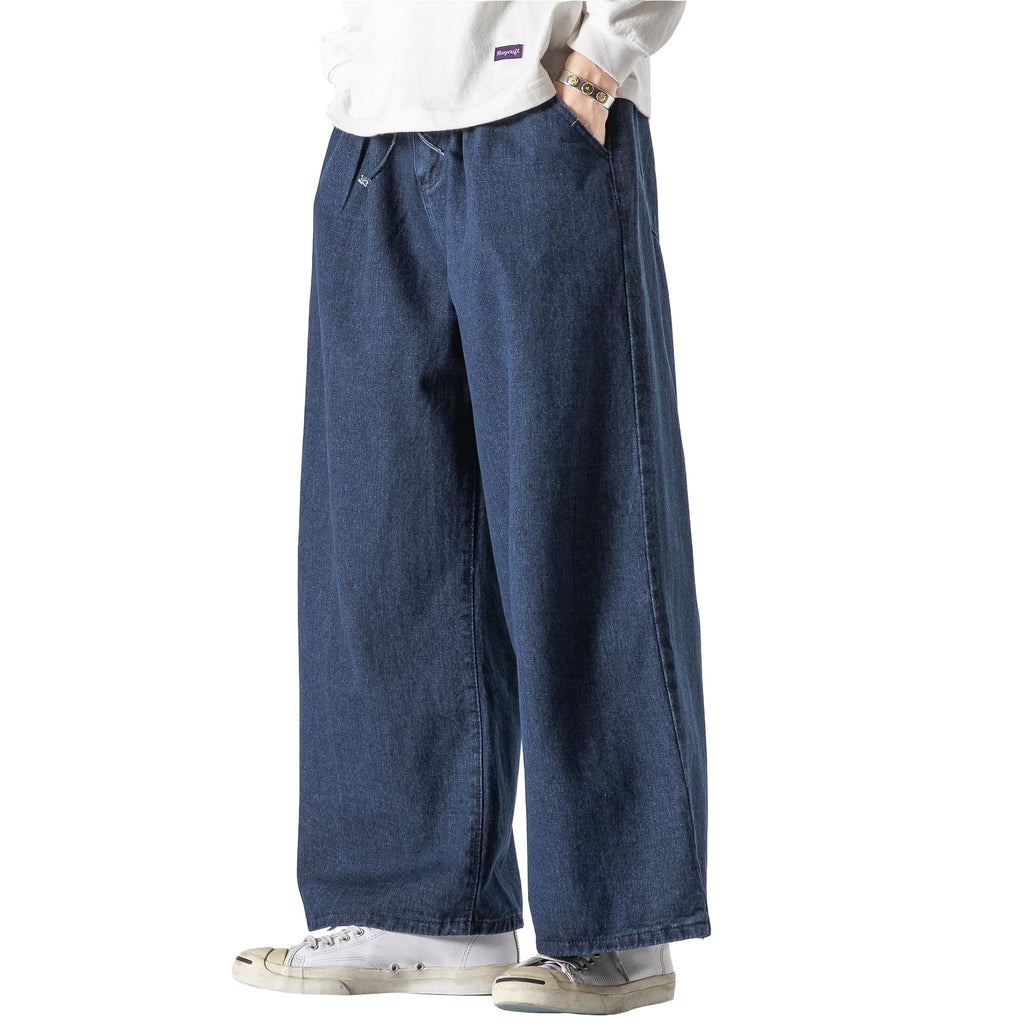 DOSLAVIDA Men's Hip Hop Jean Joggers Loose Fit Streetwear Biker Baggy Jeans Pants Stylish Printed Cargo Denim Pants