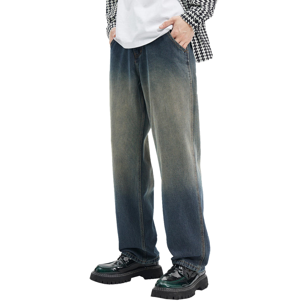 DOSLAVIDA Men's Baggy Jeans Loose Fit Ripped Distressed Jean Relaxed Skateboard Denim Pants with Holes