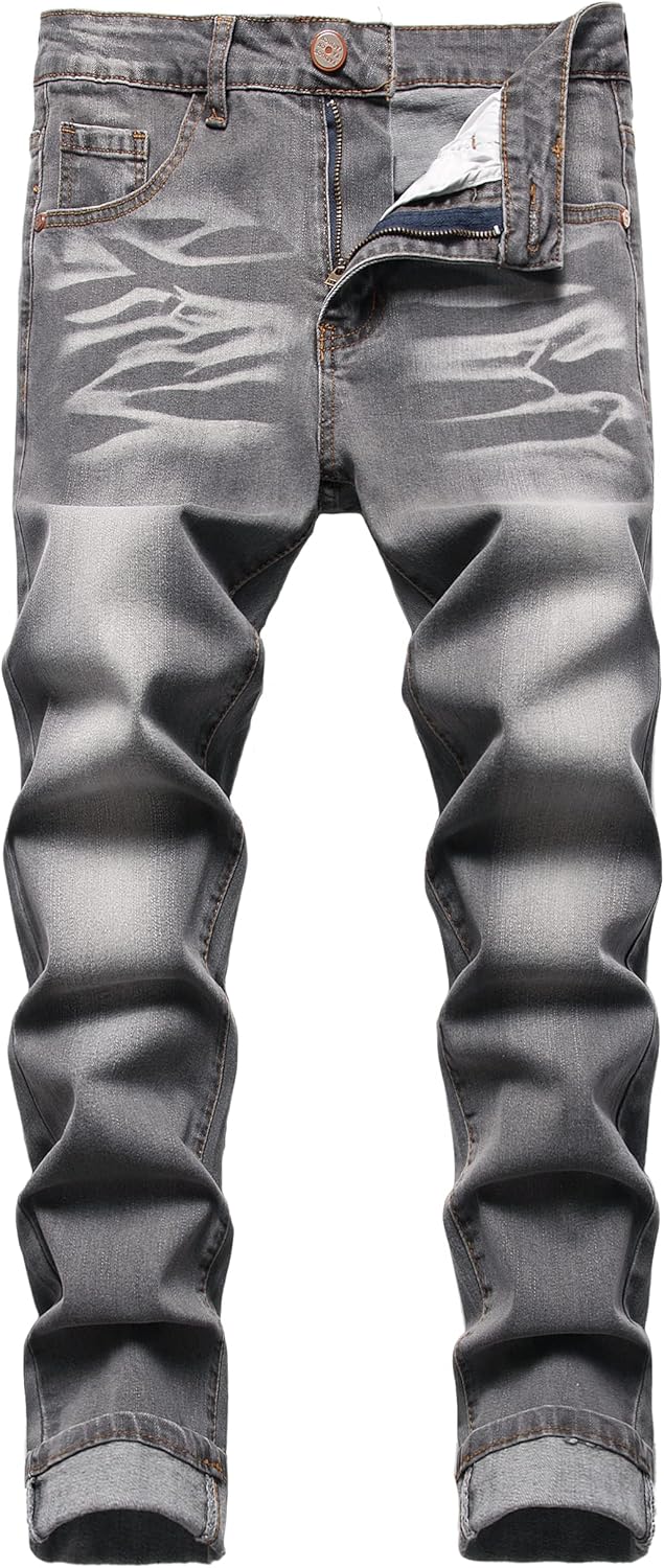 JUNBAOSS Men's Slim Fit Stretch Jeans Ripped Skinny Jeans for Men, Distressed Straight Leg Fashion Comfort Flex Waist Pants