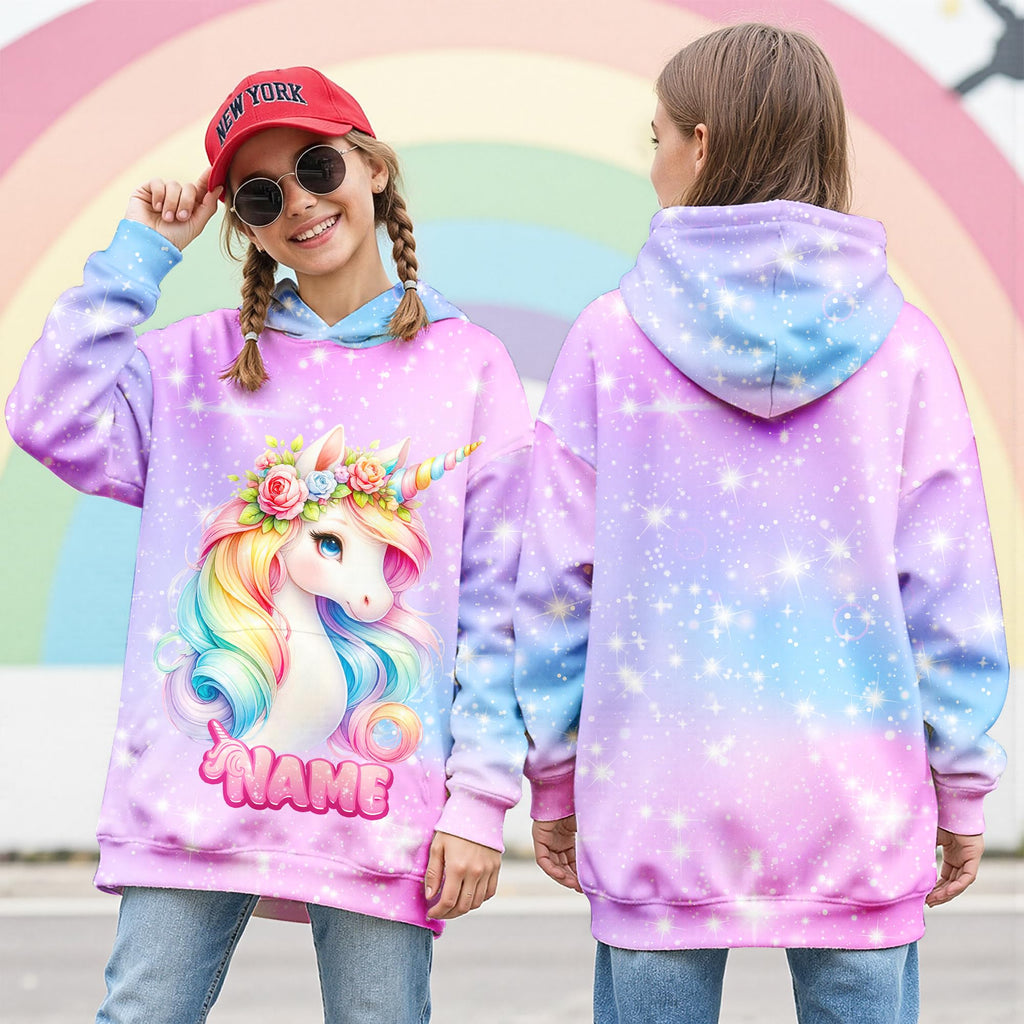 Girls Hoodies - Personalized Pullover with Pocket for Kids Teens - Graphic Hooded Sweatshirts Gifts for Youth