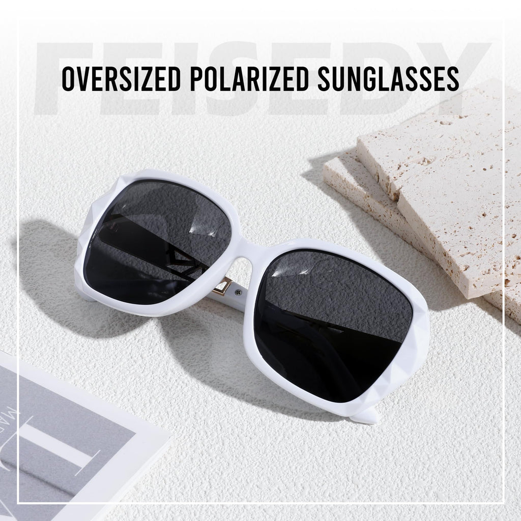 FEISEDY Polarized Women Square Sunglasses Sparkling Composite Shiny Frame B2289