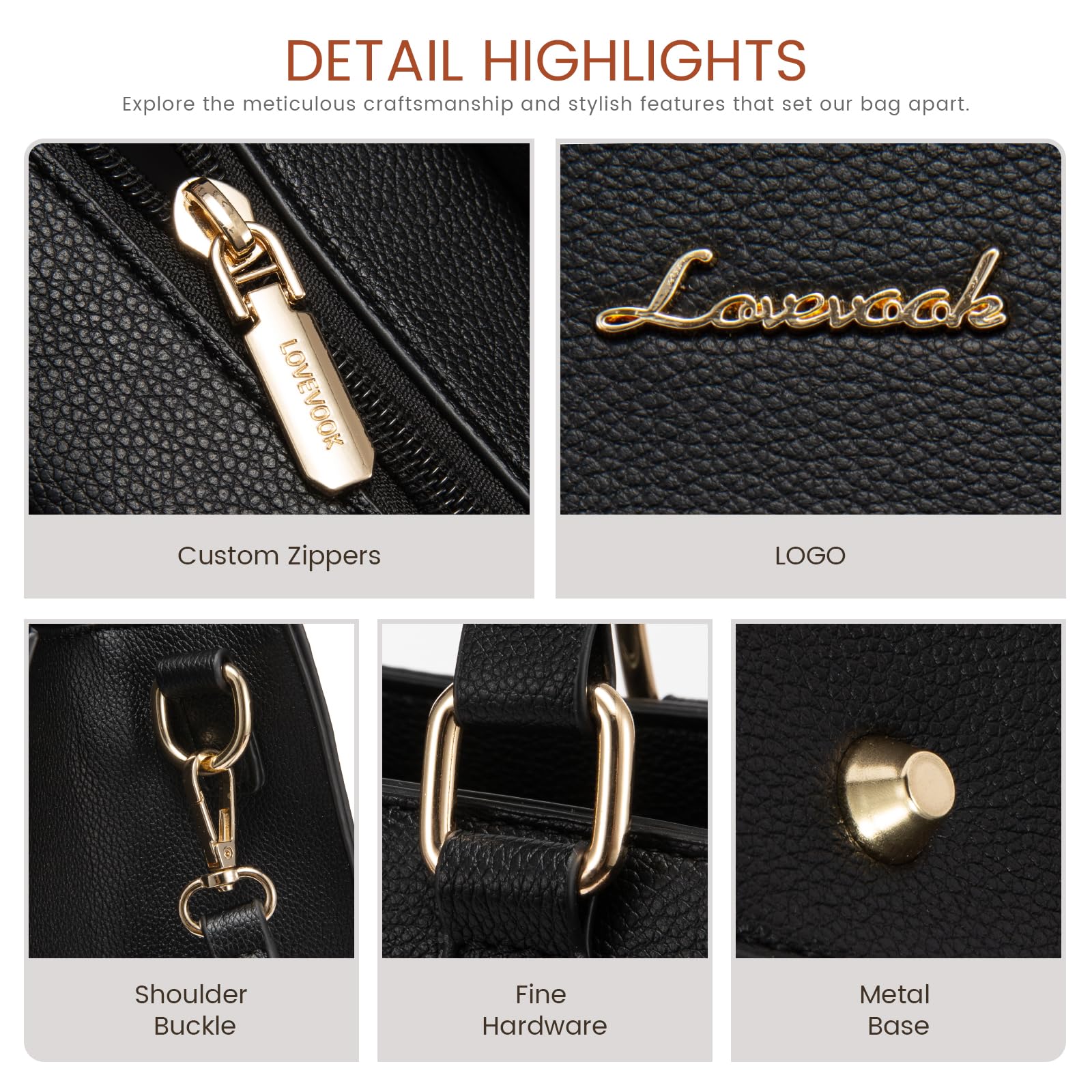 LOVEVOOK Purses and Handbags for Women, Tote Shoulder Bag Satchel Black Purse and PU Leather Top Handle for ladies