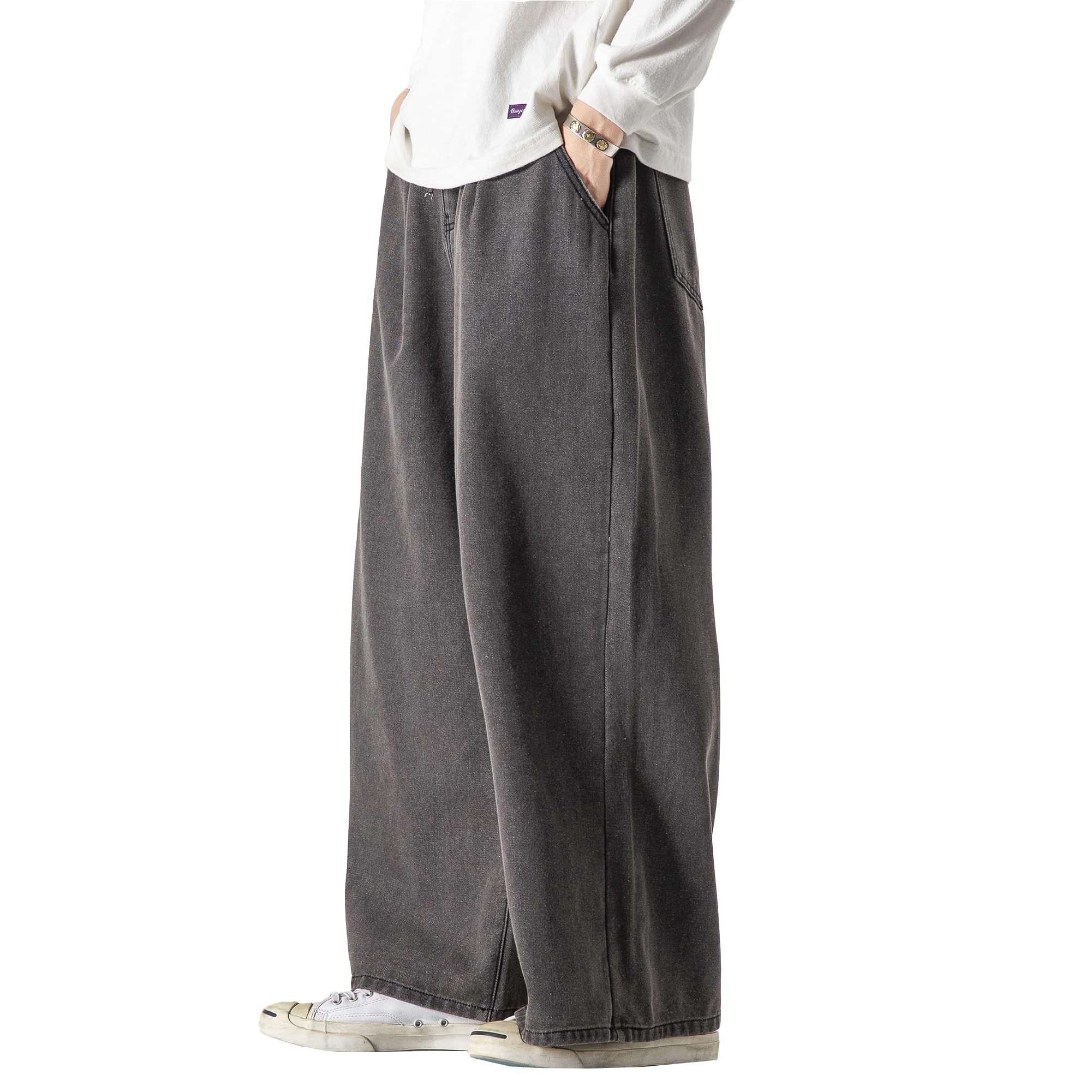 DOSLAVIDA Men's Hip Hop Jean Joggers Loose Fit Streetwear Biker Baggy Jeans Pants Stylish Printed Cargo Denim Pants