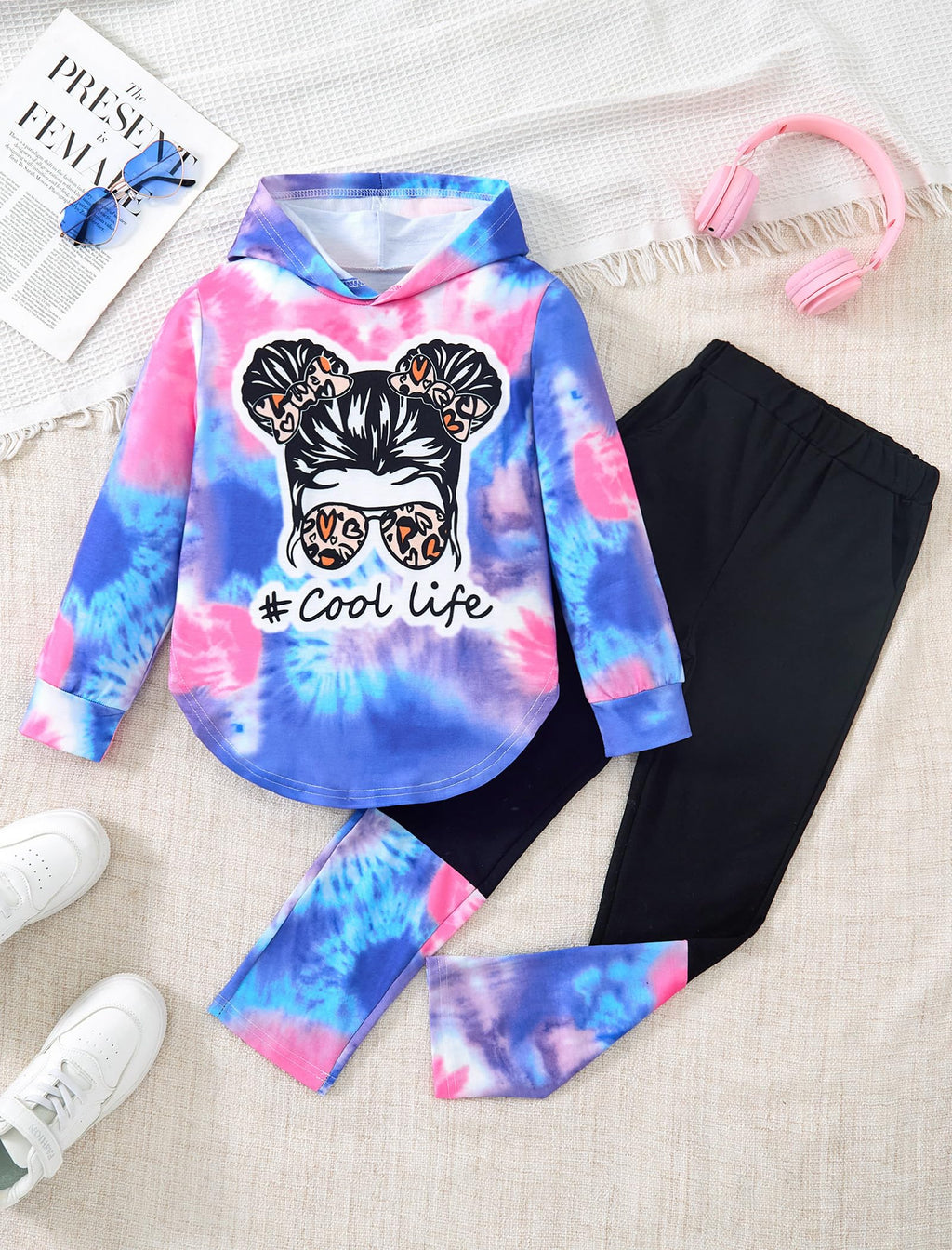 Girls Clothes Tie Dye Long Sleeve Hoodie Sweatshirt and Pants Sets Cute Girl Outfits Size 5-14 Years