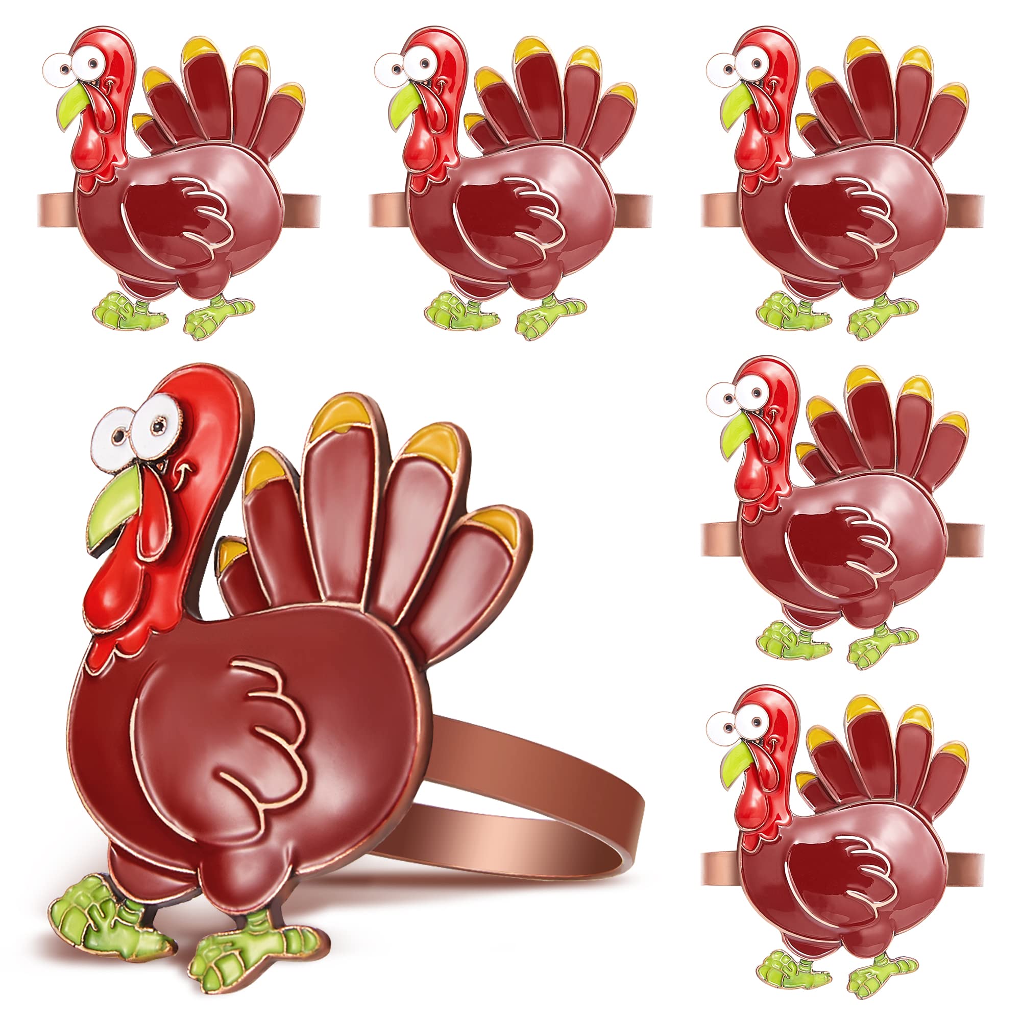 Halatool Set of 12 Thanksgiving Napkin Rings- Fall Harvest Rustic Pumpkin Napkin Holder, Alloy Dinner Tables Napkin Ring Decoration for Thanksgiving Halloween Holidays Gathering Party (Silver)