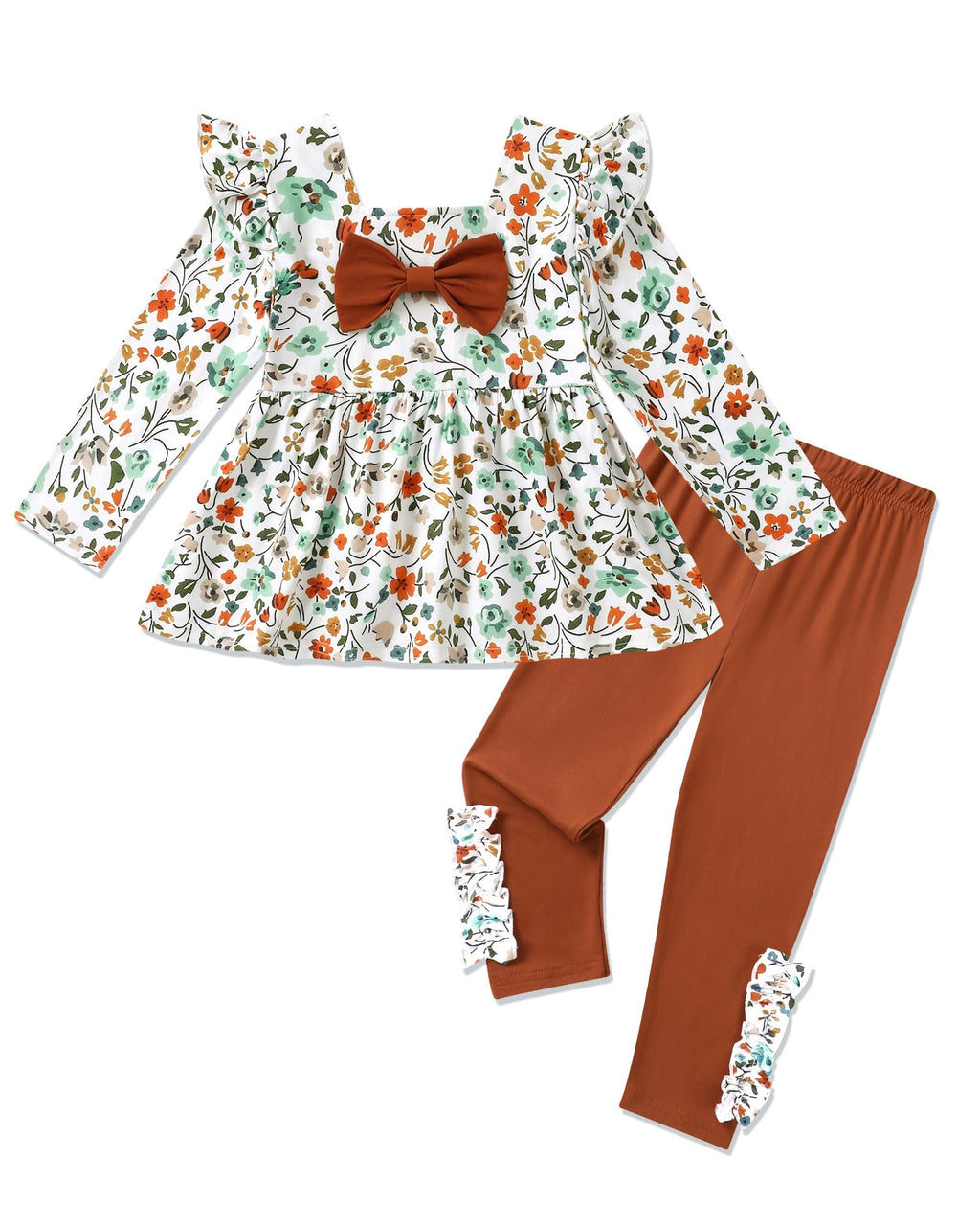 Toddler Girl Clothes 12M-6T Long Sleeves Ruffle Top+Ruffle Pants Toddler Girls Fall Winter Clothes