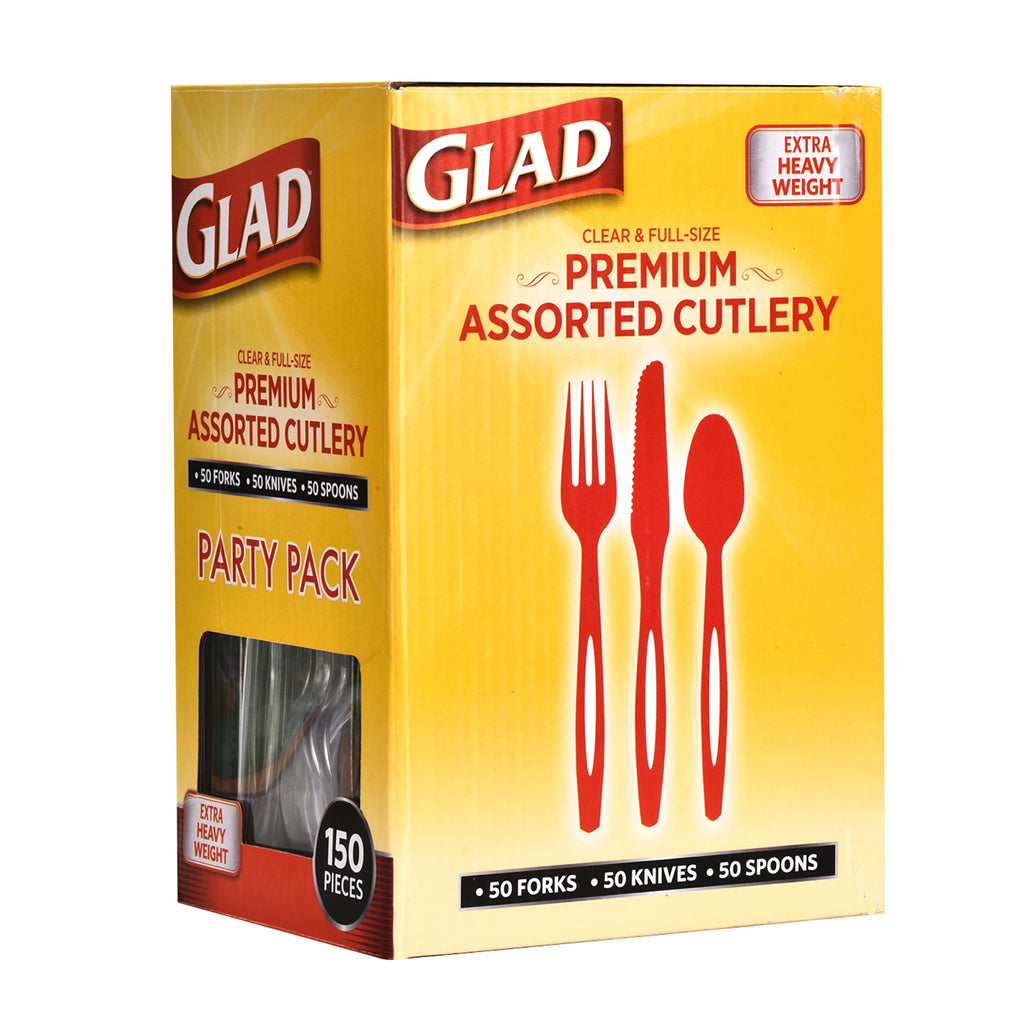 Glad Disposable Cutlery Set - Clear Heavy Duty Plastic Forks, Knives, and Spoons - 240 Piece Plasticware for Parties - Durable, Sturdy Recyclable Utensils - Great for July 4th, Thanksgiving, Christmas