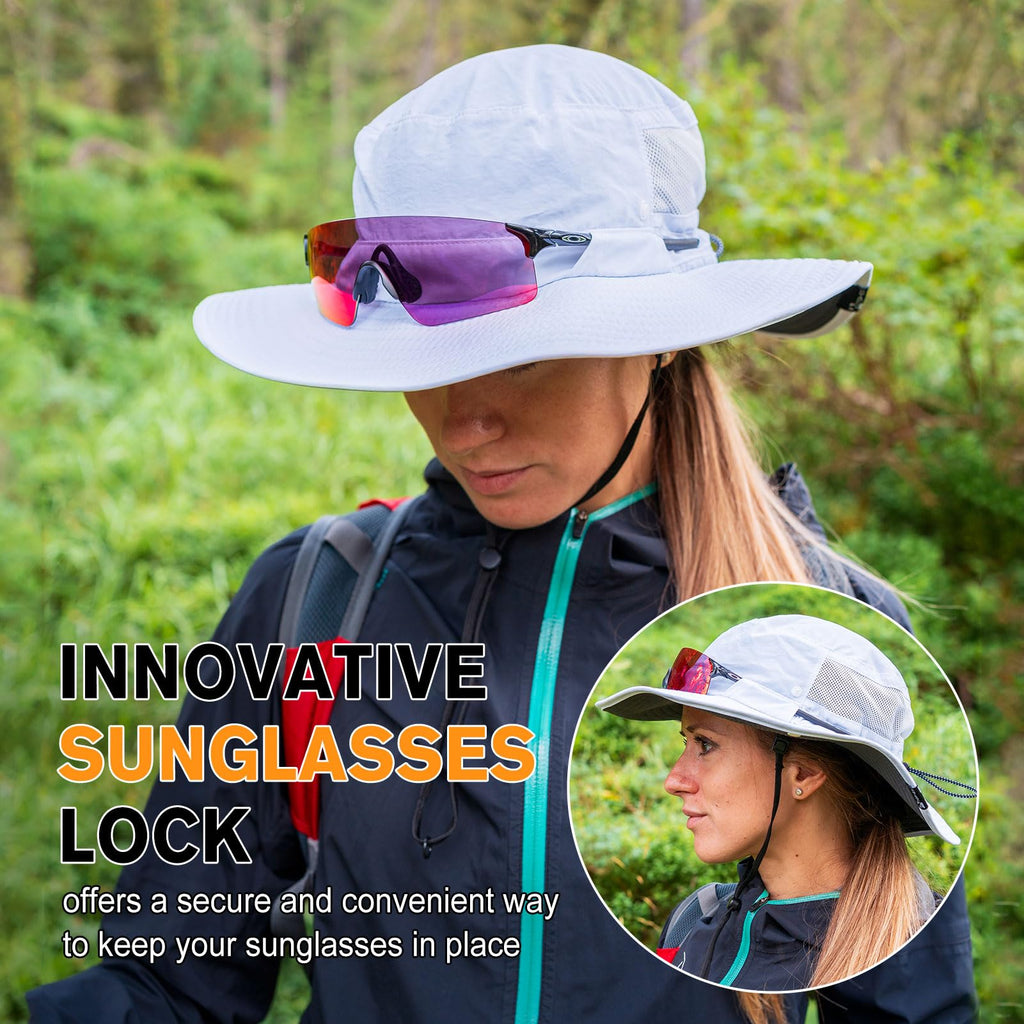 TOP-EX L/XL/XXL UV50+ Waterproof Wide Brim Bucket Sun Hat for Summer Fishing Hiking w/Detachable Strap & Vented Mesh