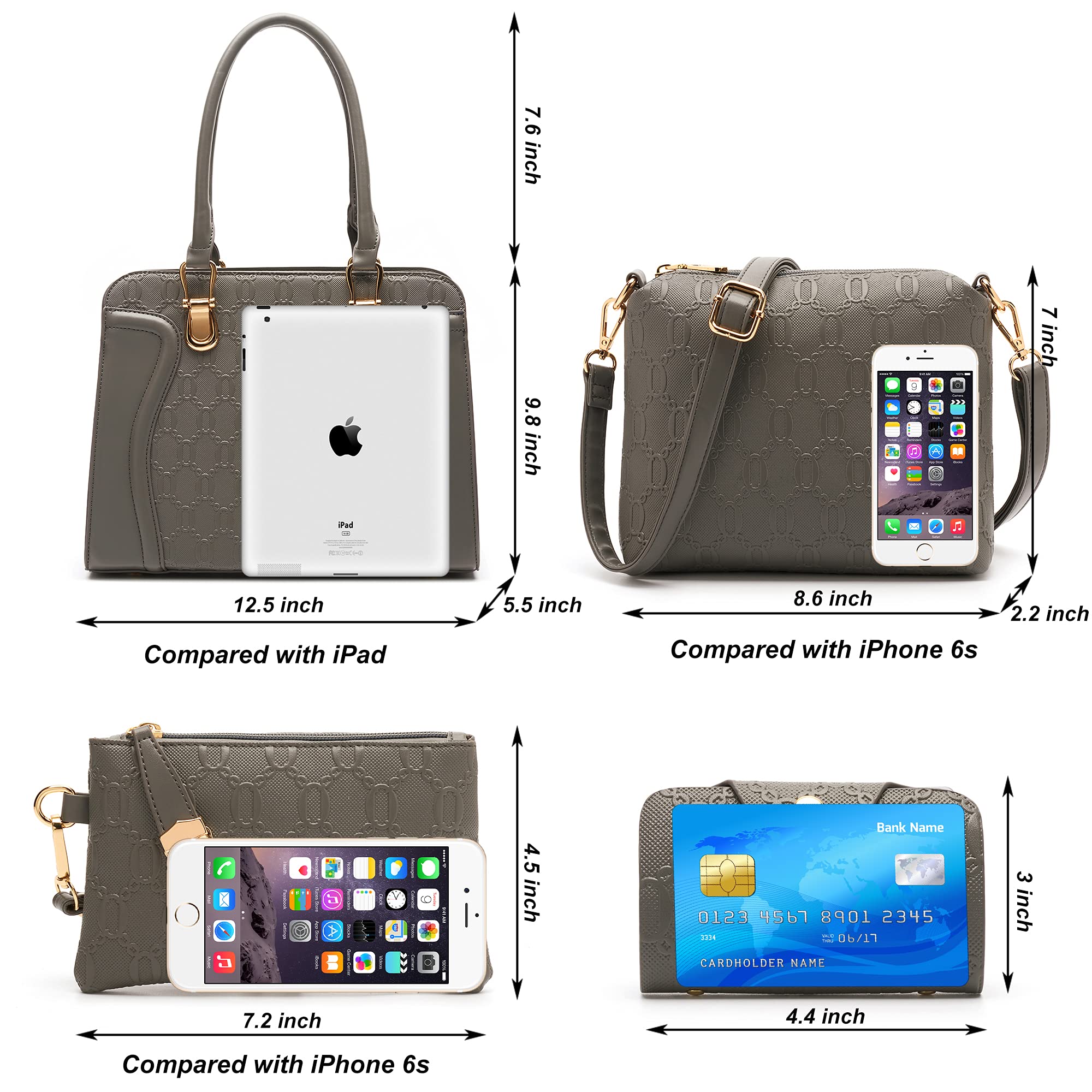 Women's Fashion Handbags Tote Bags Shoulder Bag Top Handle Satchel Purse Set 4pcs