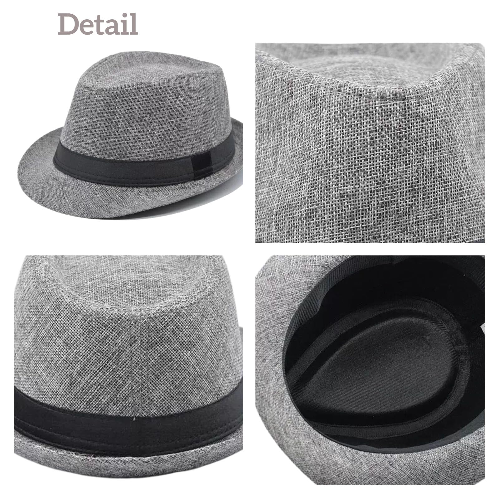 5 Pack Bulk Cuban Fedora Sun Hats Men with Adjustable Strap, Short Brim 1920s Unisex Party Costume Hats Women.