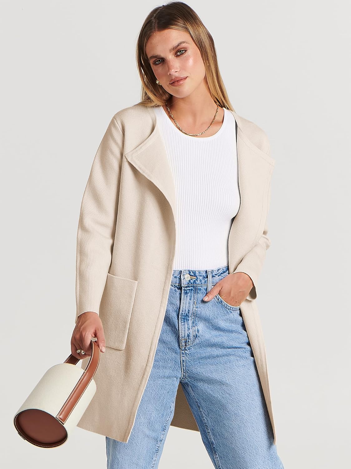 ANRABESS Womens Cardigan Sweater Open Front Knit Long Coatigan Dressy Casual Jacket Coat 2025 Fall Outfits Classy Clothes