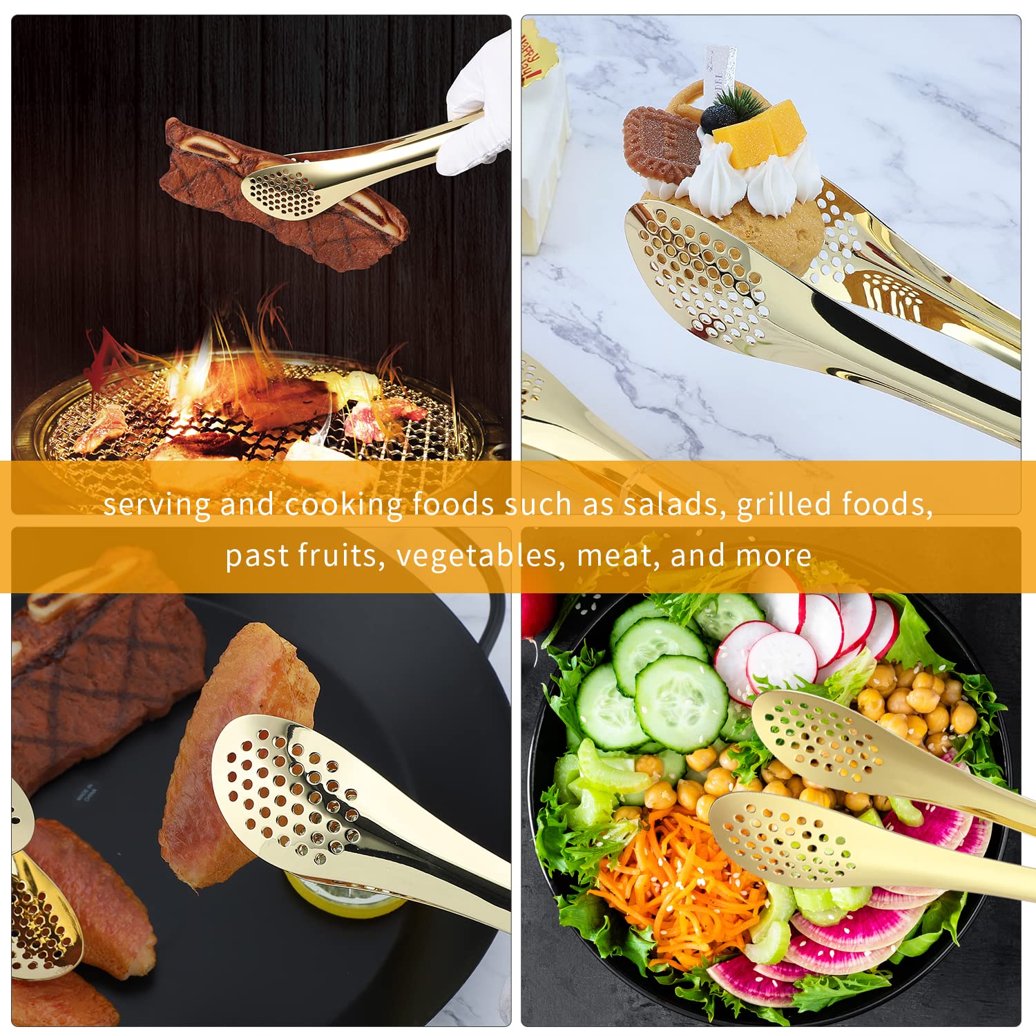 MSY BIGSUNNY 9 inch Buffet Tongs, Set of 2 Stainless Steel Food Serving Tongs