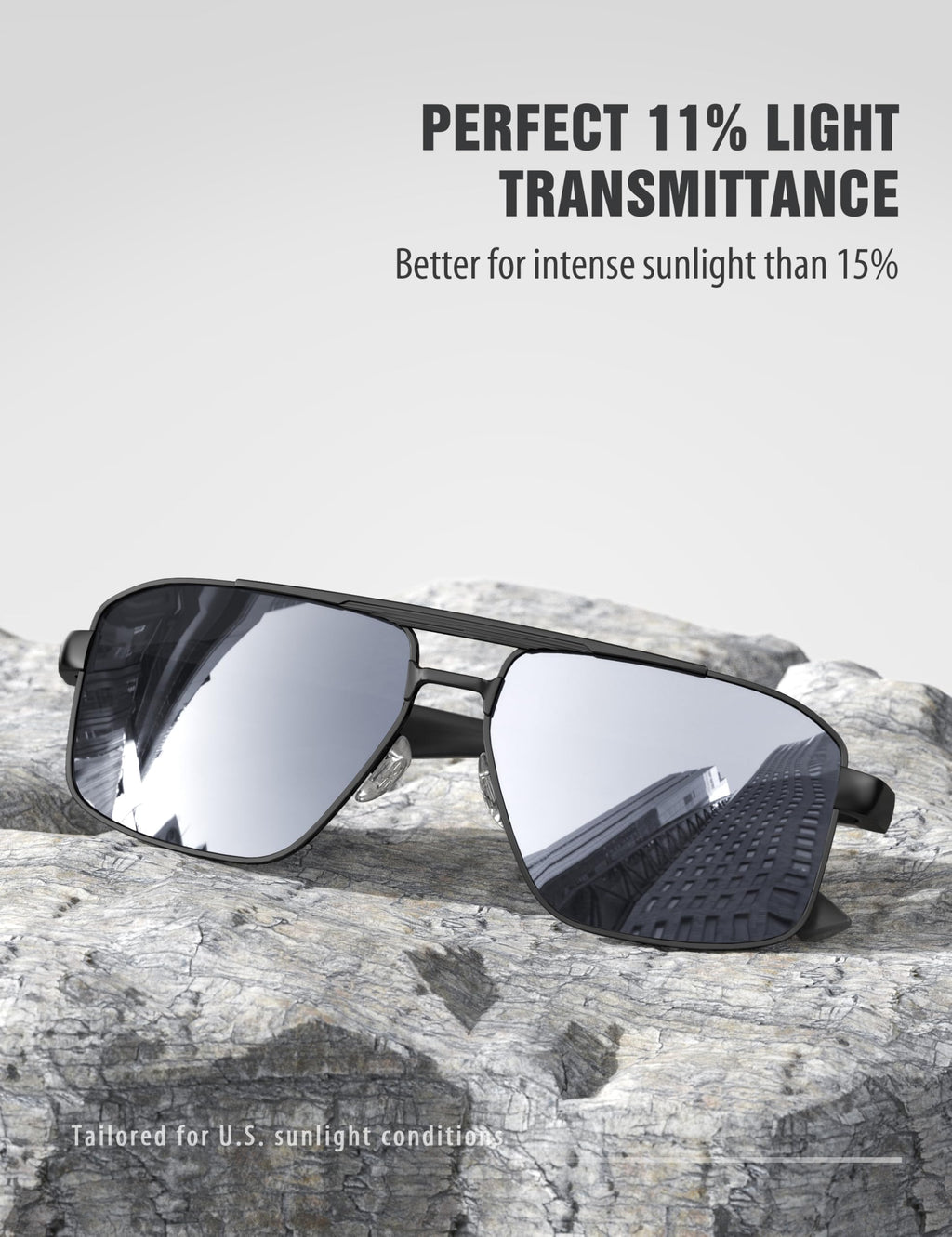 LUENX Aviator Sunglasses for Men Square Polarized Polygon Lens - UV 400 Protection