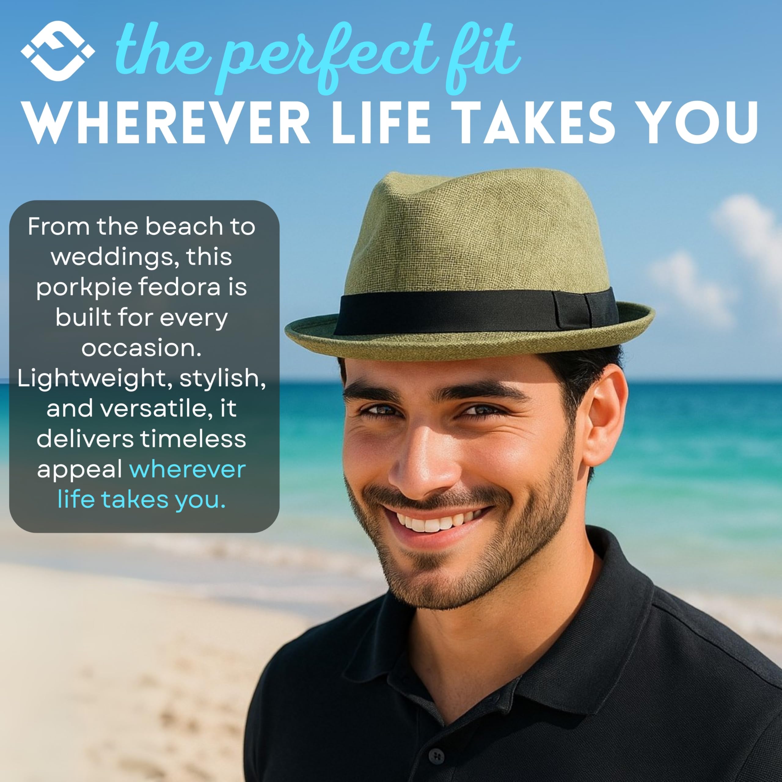 Funky Junque Premium Fedora Hat - Stylish Sun Protection for Men & Women - Perfect for Summer Beach, Travel & Outdoors